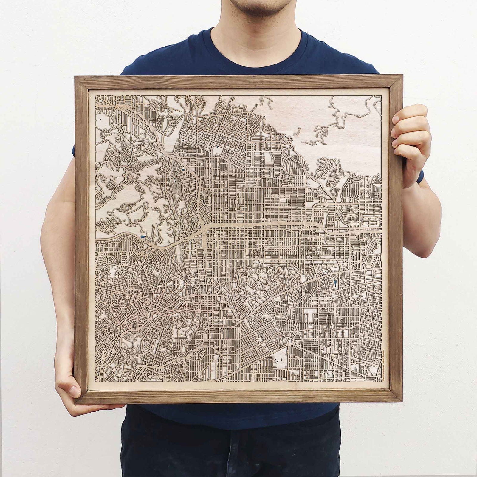 Pasadena Wooden Map by CityWood - Custom Wood Map Art - Unique Laser Cut Engraved - Anniversary Gift