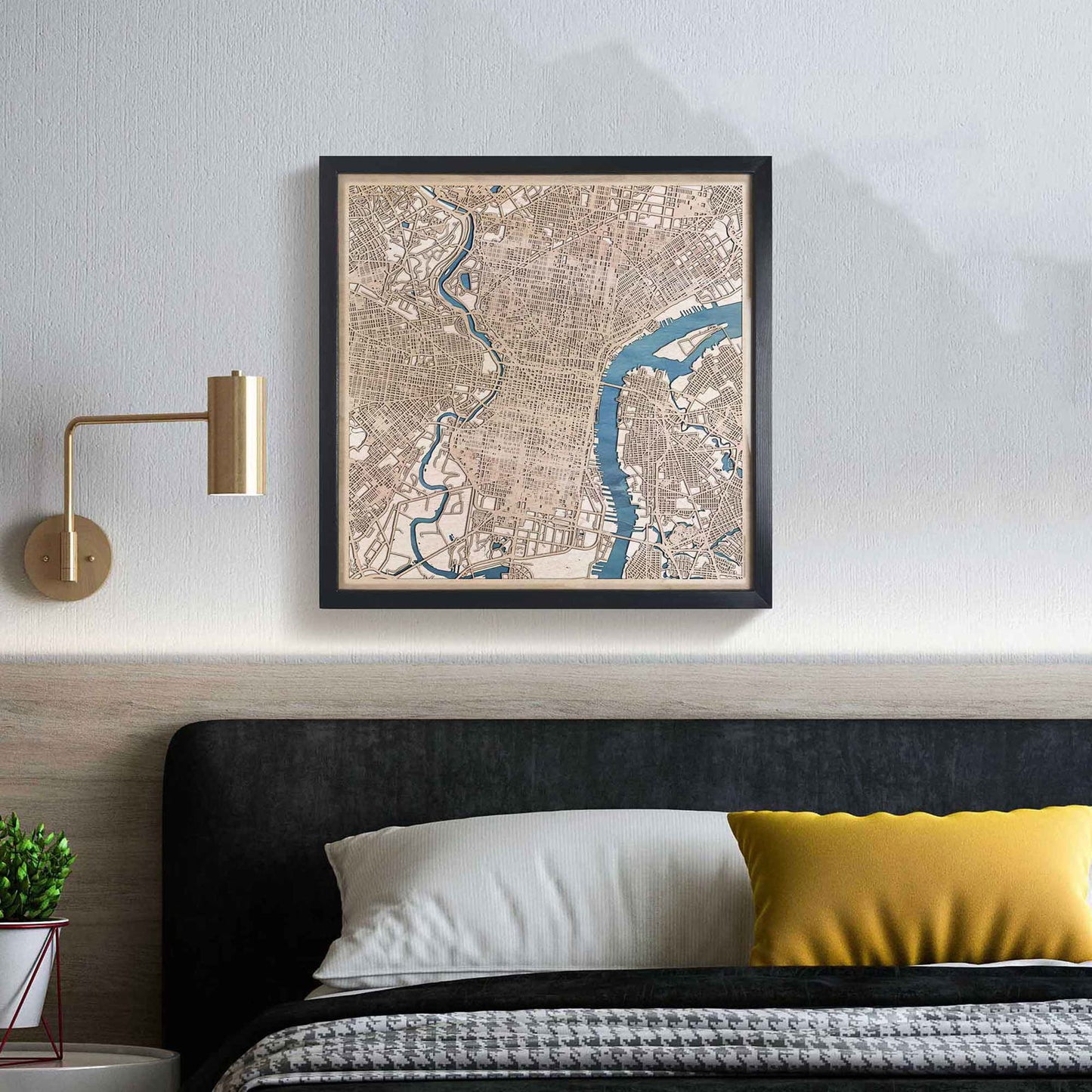 Philadelphia Wooden Map by CityWood - Custom Wood Map Art - Unique Laser Cut Engraved - Anniversary Gift