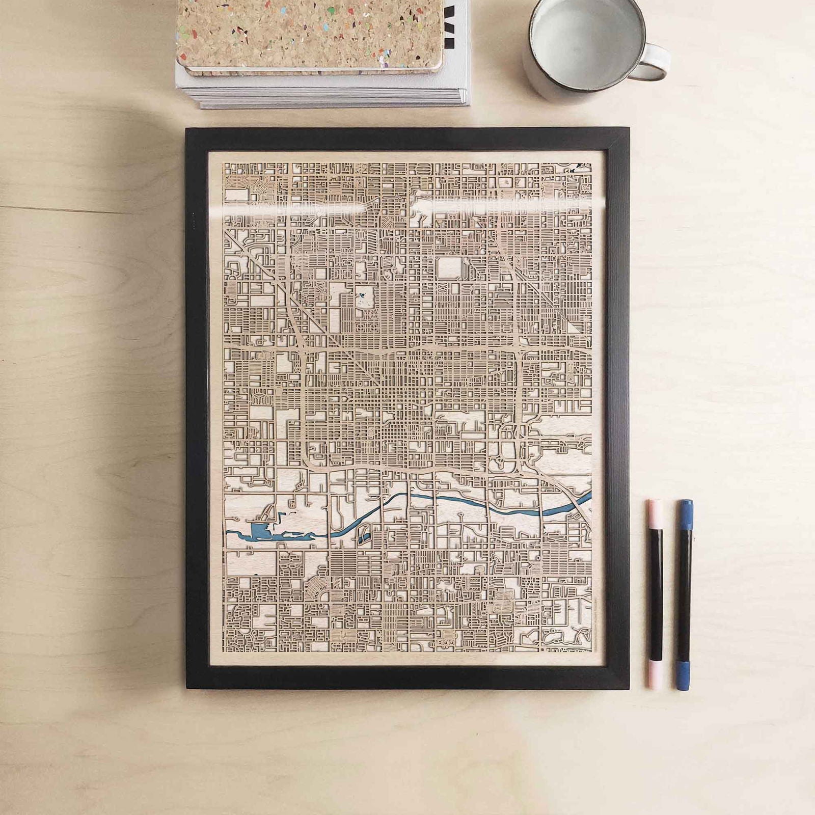 Phoenix Wooden Map by CityWood - Custom Wood Map Art - Unique Laser Cut Engraved - Anniversary Gift