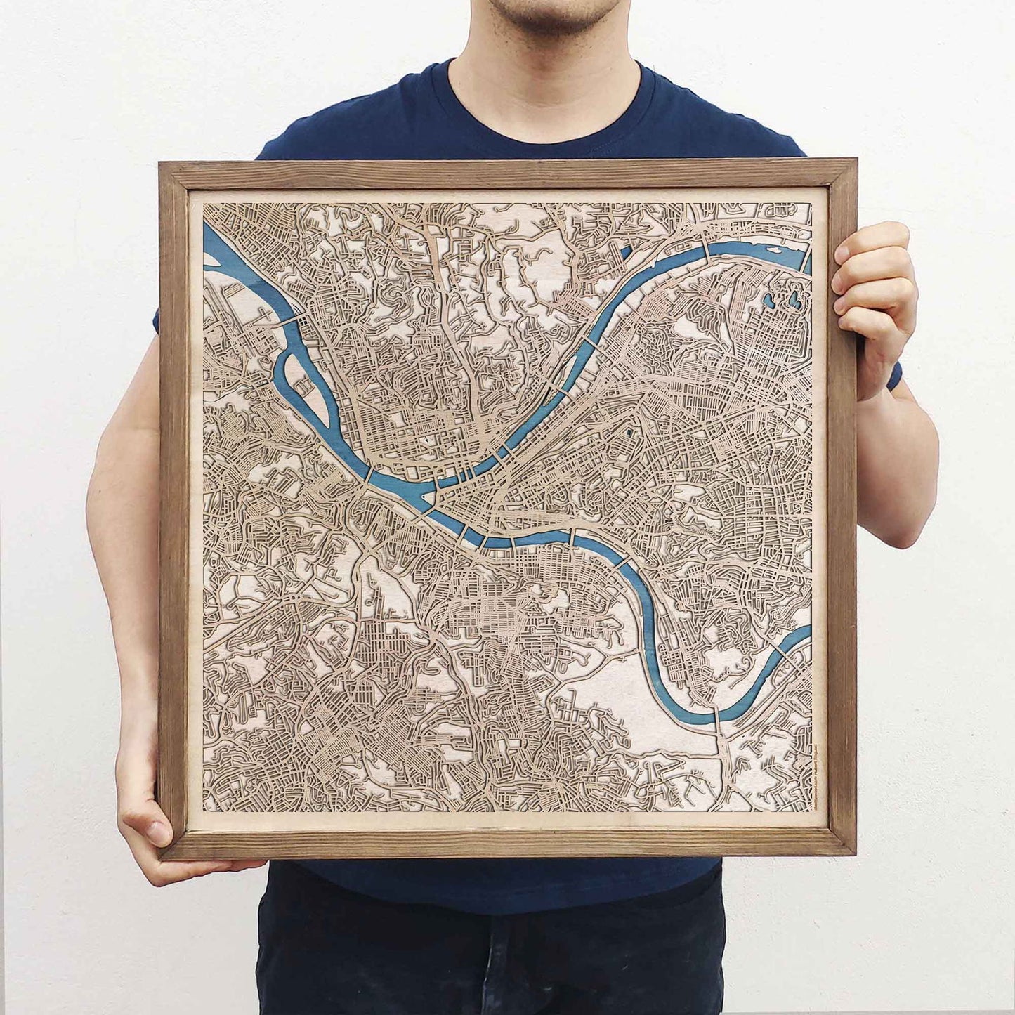 Pittsburgh Wooden Map by CityWood - Custom Wood Map Art - Unique Laser Cut Engraved - Anniversary Gift