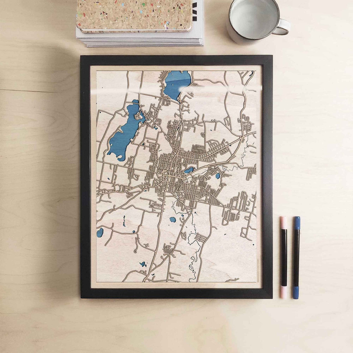 Pittsfield Wooden Map by CityWood - Custom Wood Map Art - Unique Laser Cut Engraved - Anniversary Gift