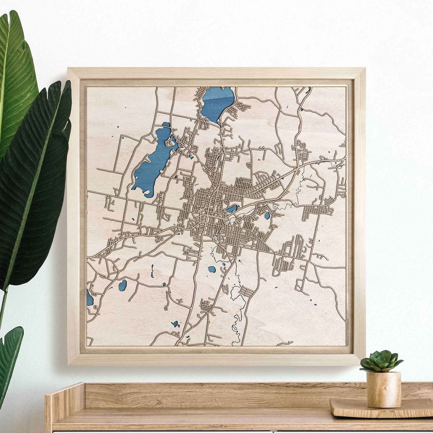 Pittsfield Wooden Map by CityWood - Custom Wood Map Art - Unique Laser Cut Engraved - Anniversary Gift