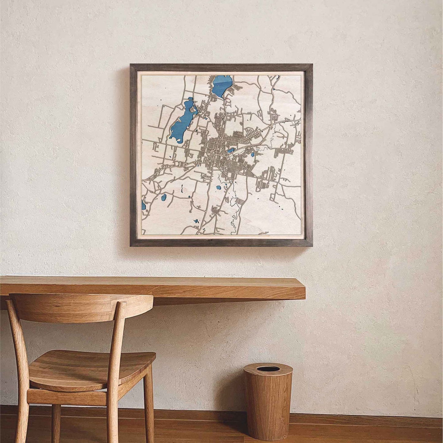 Pittsfield Wooden Map by CityWood - Custom Wood Map Art - Unique Laser Cut Engraved - Anniversary Gift
