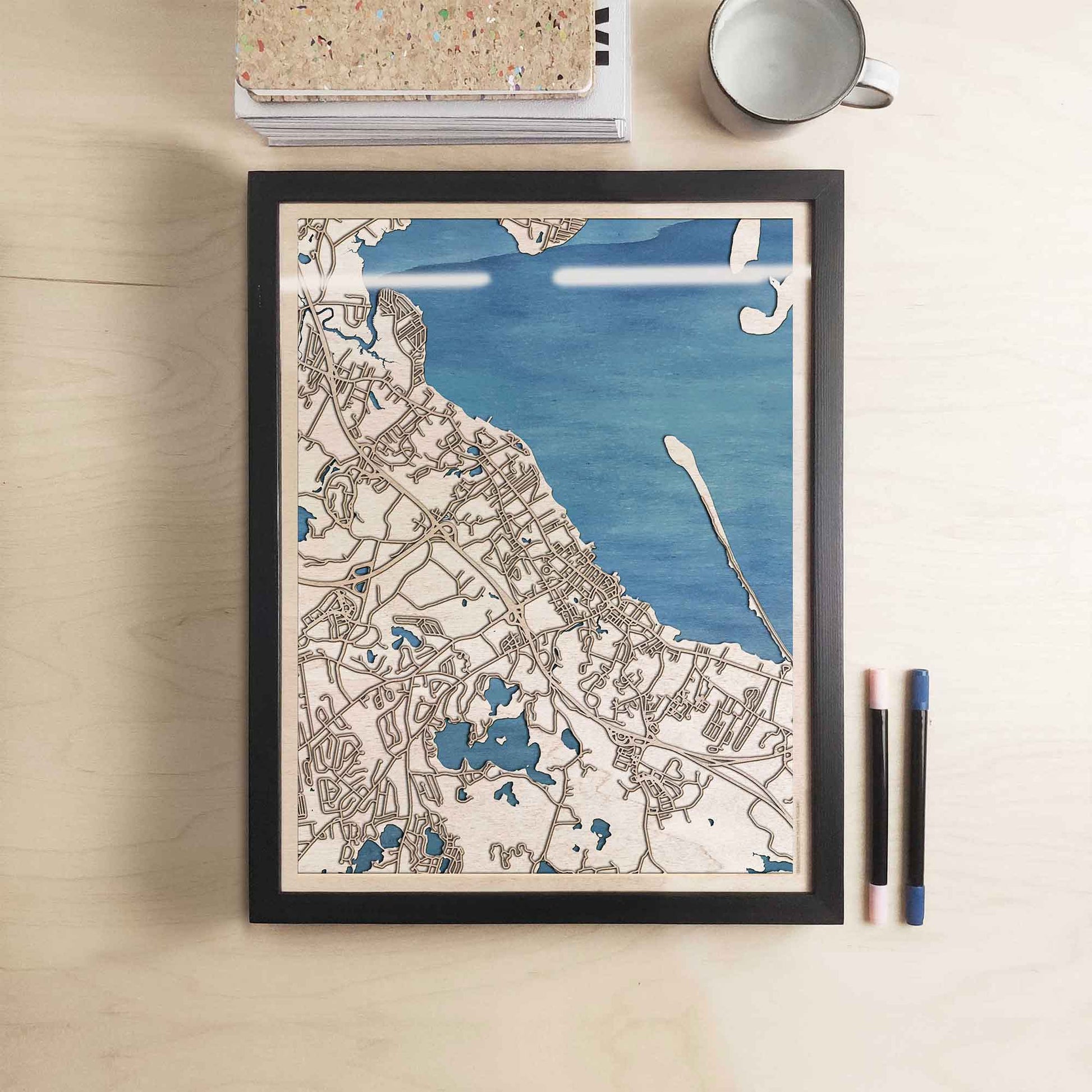 Plymouth Wooden Map by CityWood - Custom Wood Map Art - Unique Laser Cut Engraved - Anniversary Gift