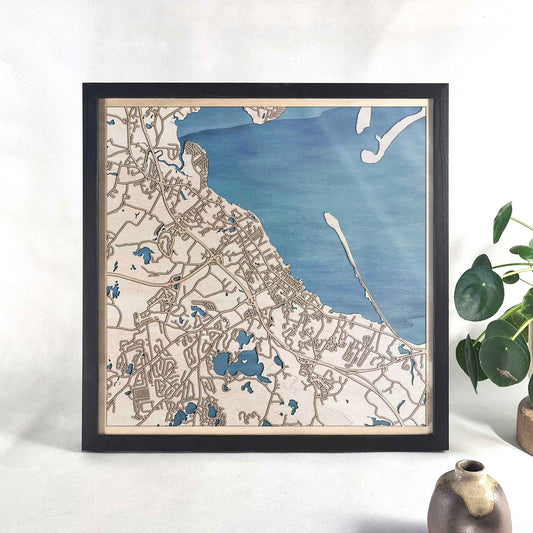 Plymouth Wooden Map by CityWood - Custom Wood Map Art - Unique Laser Cut Engraved - Anniversary Gift