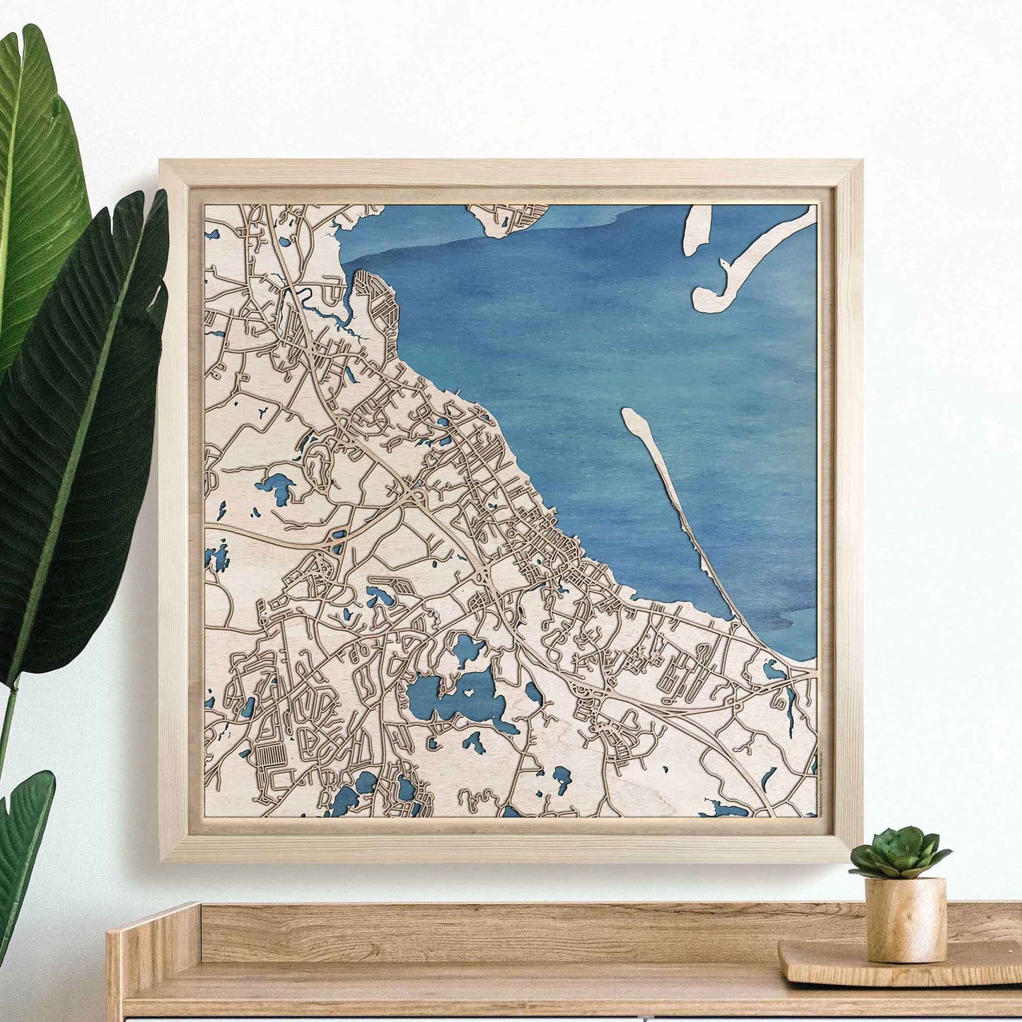 Plymouth Wooden Map by CityWood - Custom Wood Map Art - Unique Laser Cut Engraved - Anniversary Gift