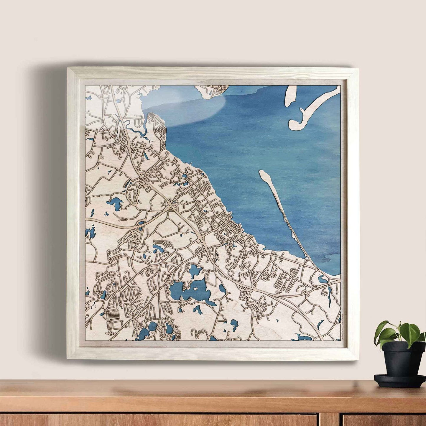 Plymouth Wooden Map by CityWood - Custom Wood Map Art - Unique Laser Cut Engraved - Anniversary Gift