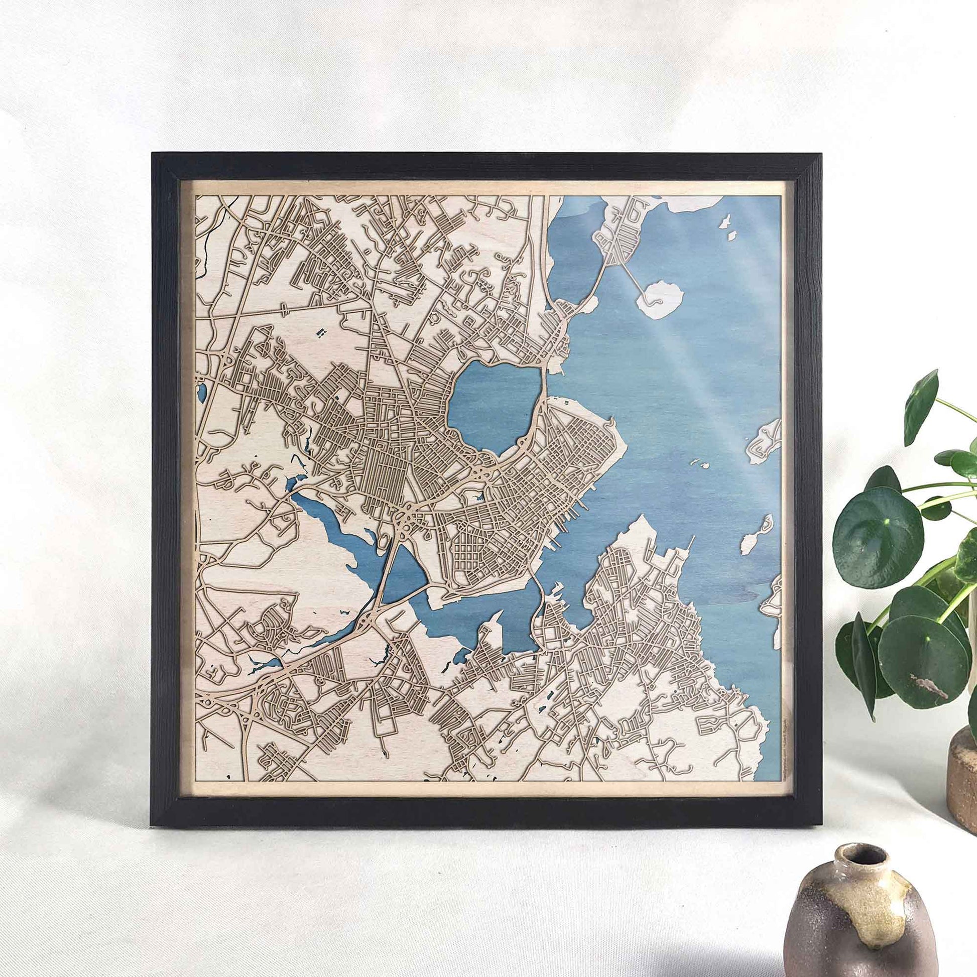 Portland Maine Wooden Map by CityWood - Custom Wood Map Art - Unique Laser Cut Engraved - Anniversary Gift