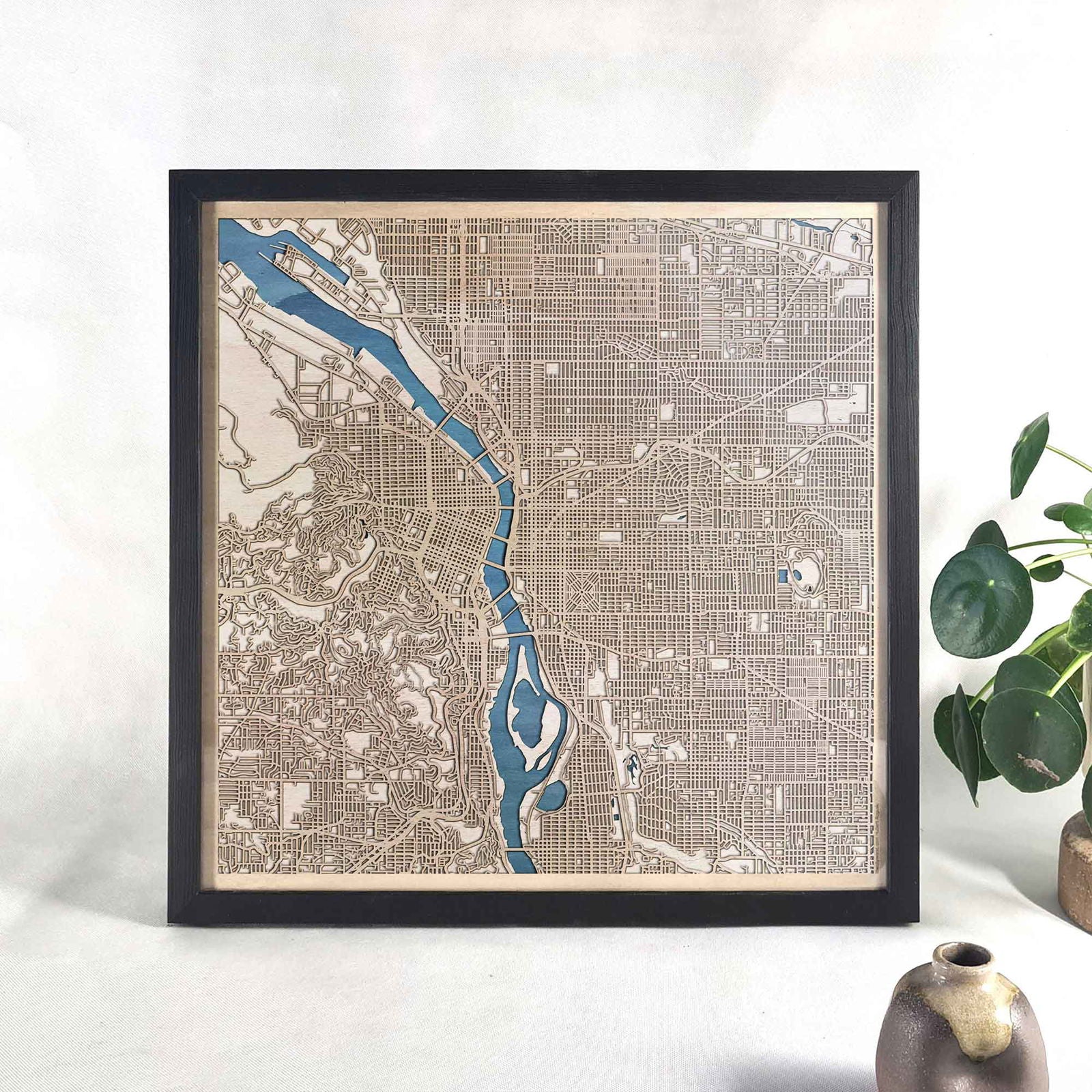 Portland Wooden Map by CityWood - Custom Wood Map Art - Unique Laser Cut Engraved - Anniversary Gift