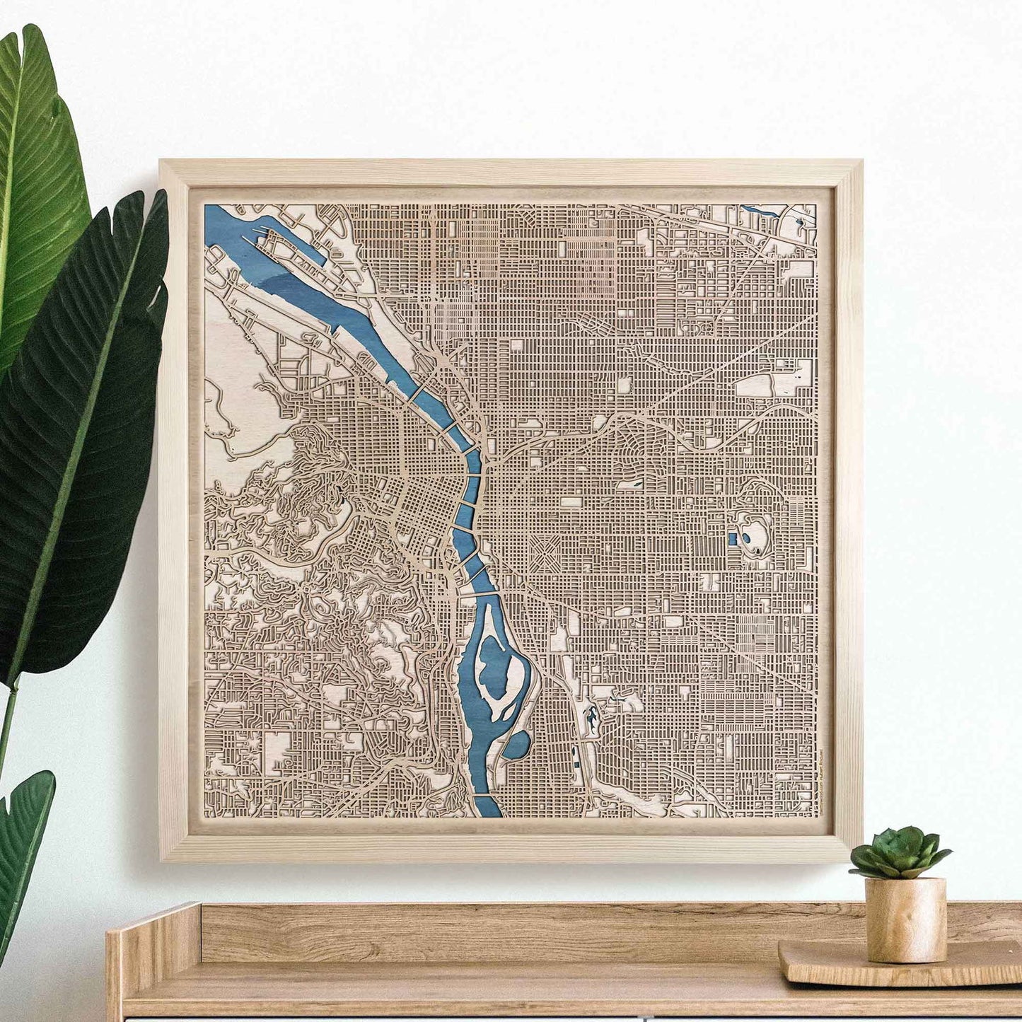 Portland Wooden Map by CityWood - Custom Wood Map Art - Unique Laser Cut Engraved - Anniversary Gift