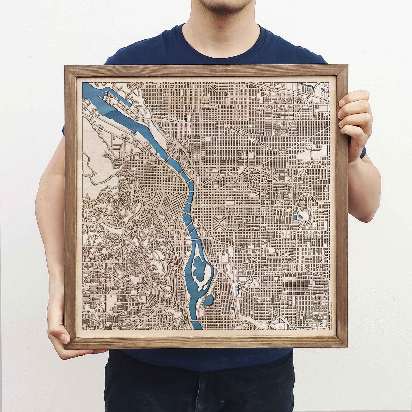 Portland Wooden Map by CityWood - Custom Wood Map Art - Unique Laser Cut Engraved - Anniversary Gift