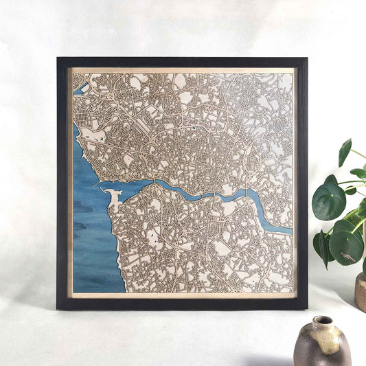 Porto Wooden Map by CityWood - Custom Wood Map Art - Unique Laser Cut Engraved - Anniversary Gift