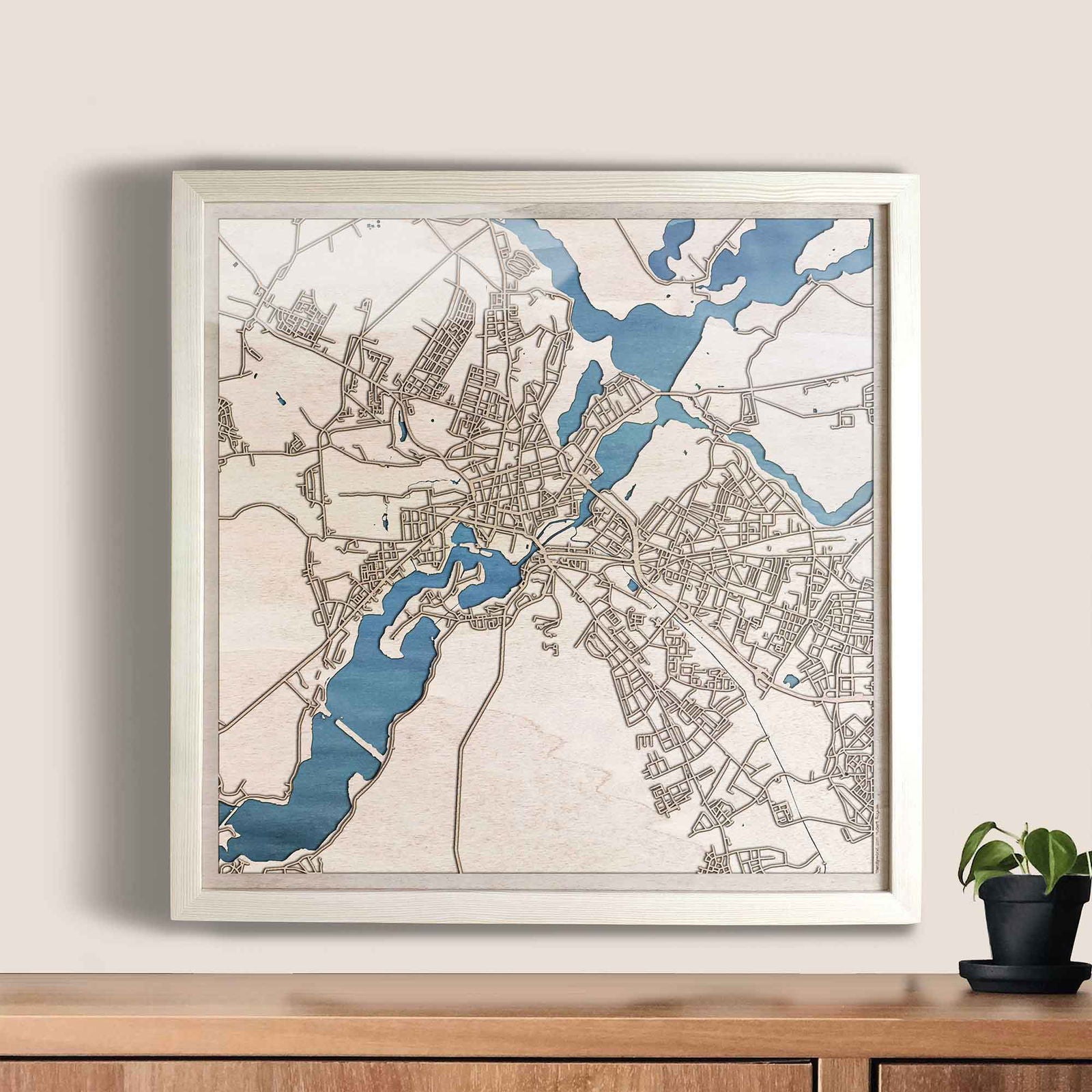 Potsdam Wooden Map by CityWood - Custom Wood Map Art - Unique Laser Cut Engraved - Anniversary Gift