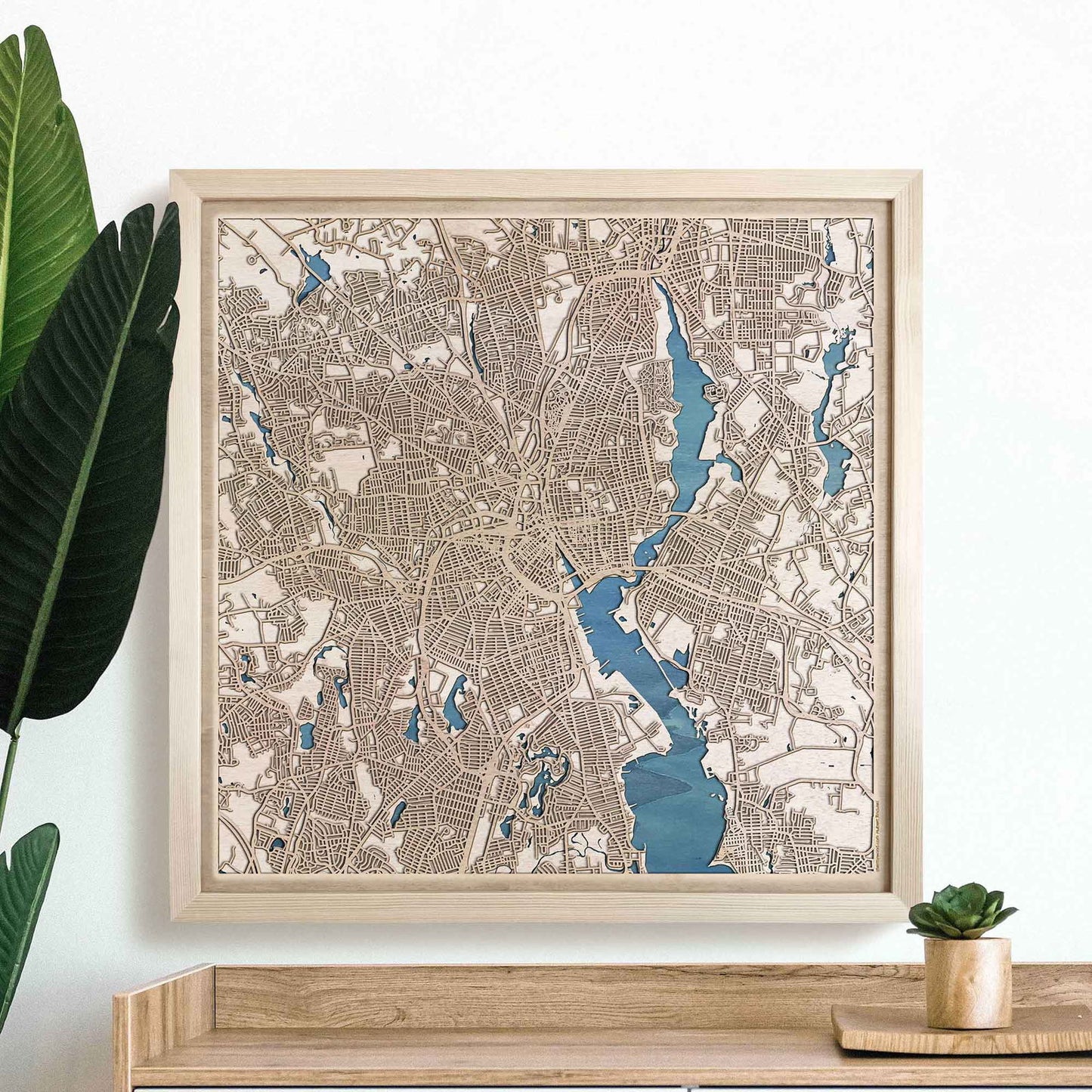 Providence Wooden Map by CityWood - Custom Wood Map Art - Unique Laser Cut Engraved - Anniversary Gift
