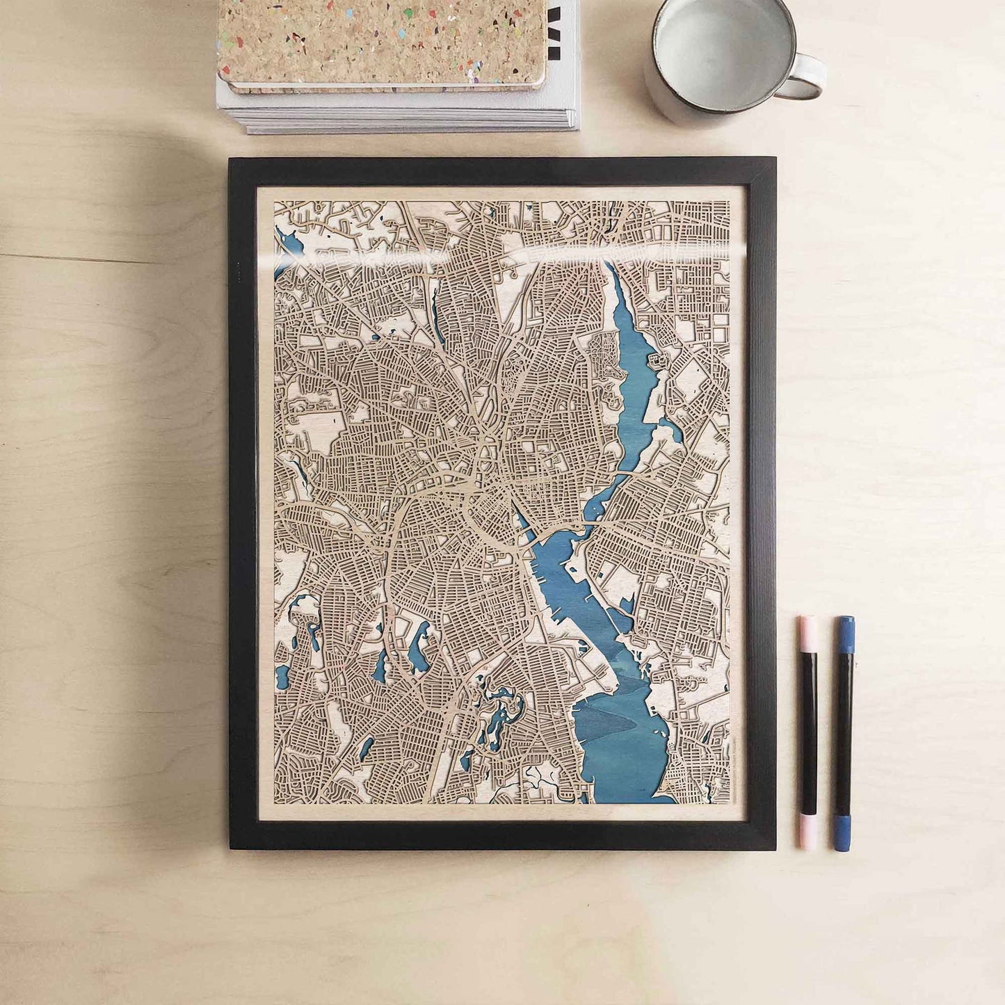 Providence Wooden Map by CityWood - Custom Wood Map Art - Unique Laser Cut Engraved - Anniversary Gift