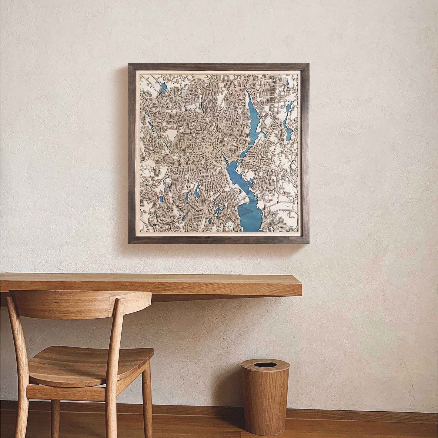 Providence Wooden Map by CityWood - Custom Wood Map Art - Unique Laser Cut Engraved - Anniversary Gift
