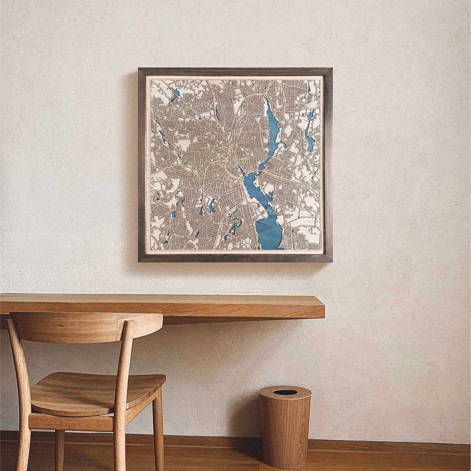 Providence Wooden Map by CityWood - Custom Wood Map Art - Unique Laser Cut Engraved - Anniversary Gift