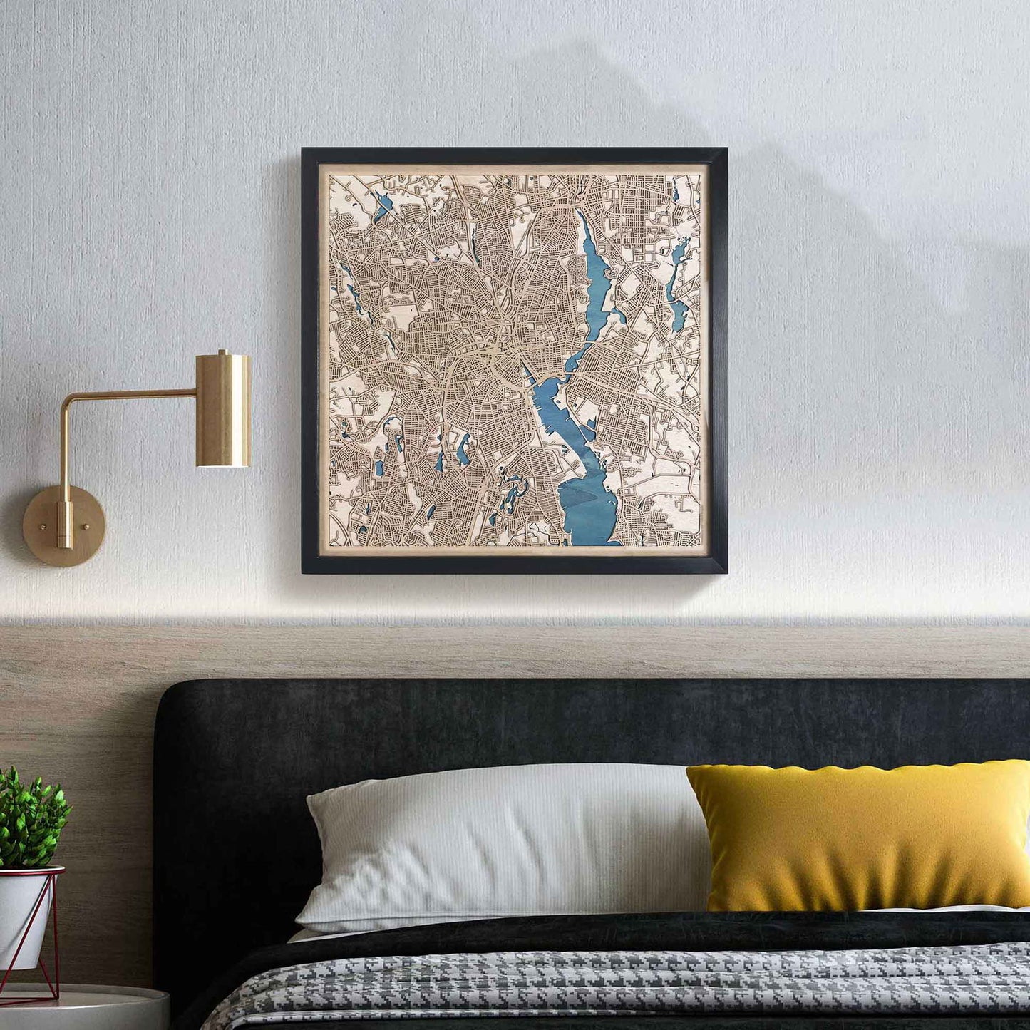Providence Wooden Map by CityWood - Custom Wood Map Art - Unique Laser Cut Engraved - Anniversary Gift