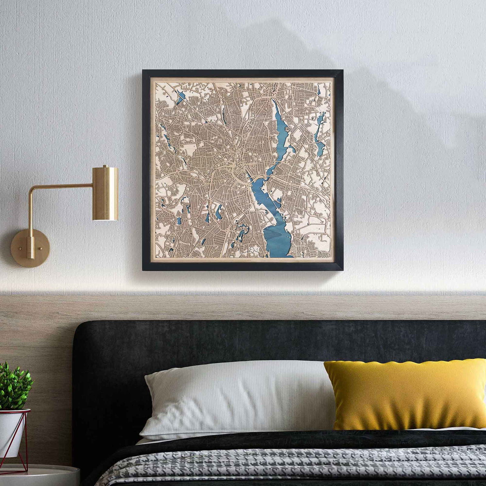 Providence Wooden Map by CityWood - Custom Wood Map Art - Unique Laser Cut Engraved - Anniversary Gift