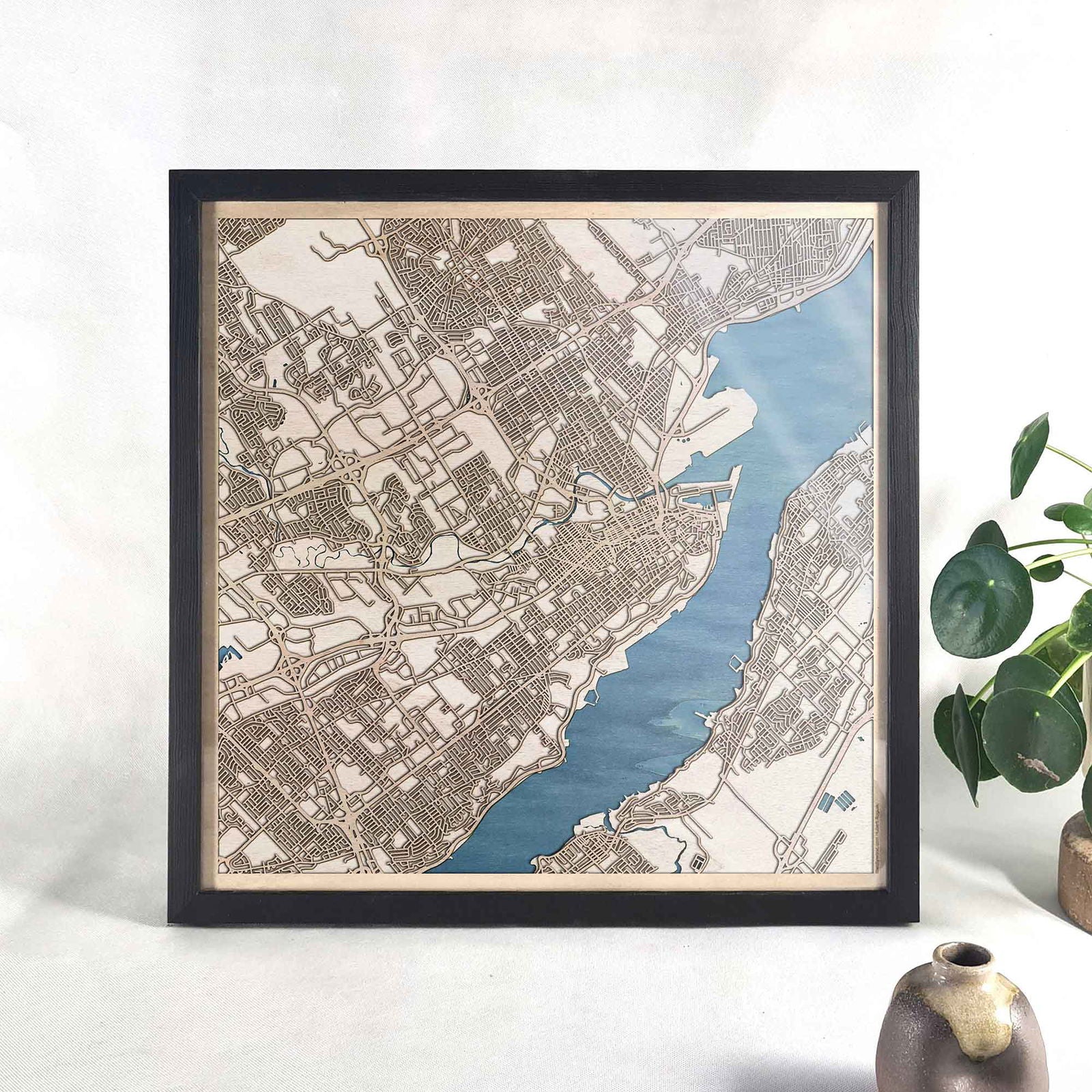 Quebec City Wooden Map by CityWood - Custom Wood Map Art - Unique Laser Cut Engraved - Anniversary Gift