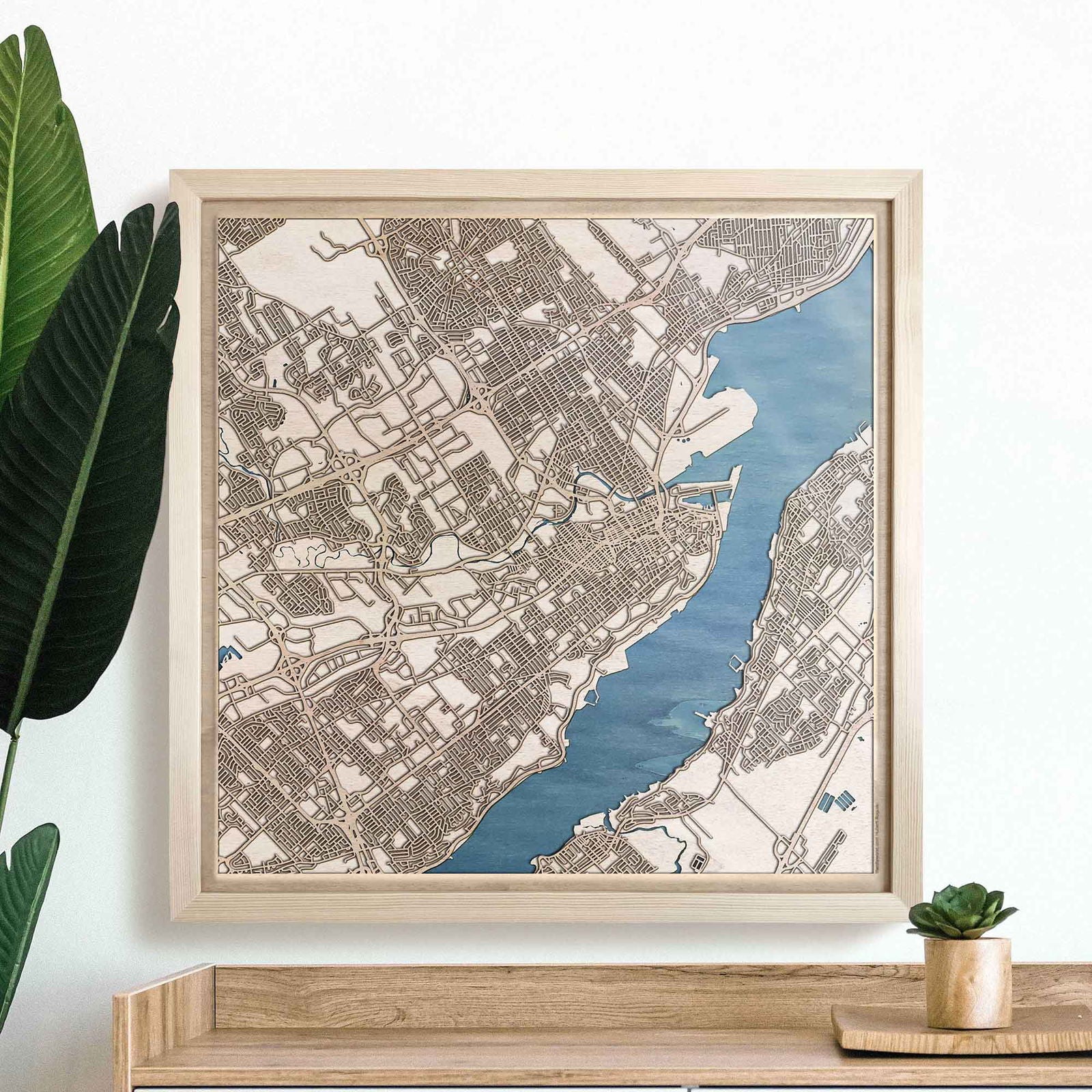 Quebec City Wooden Map by CityWood - Custom Wood Map Art - Unique Laser Cut Engraved - Anniversary Gift