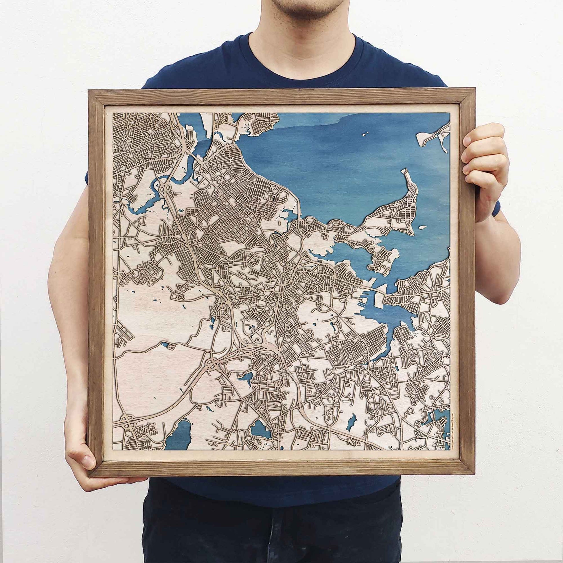 Quincy Wooden Map by CityWood - Custom Wood Map Art - Unique Laser Cut Engraved - Anniversary Gift