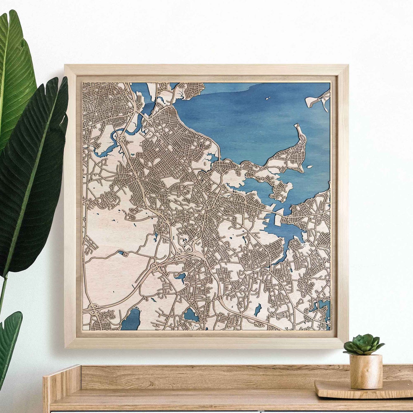 Quincy Wooden Map by CityWood - Custom Wood Map Art - Unique Laser Cut Engraved - Anniversary Gift