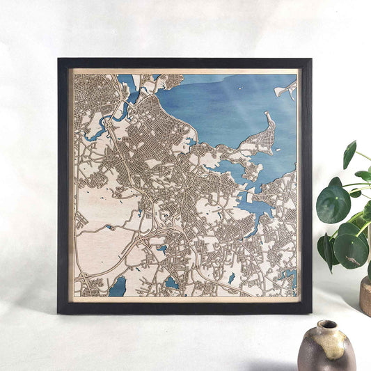 Quincy Wooden Map by CityWood - Custom Wood Map Art - Unique Laser Cut Engraved - Anniversary Gift