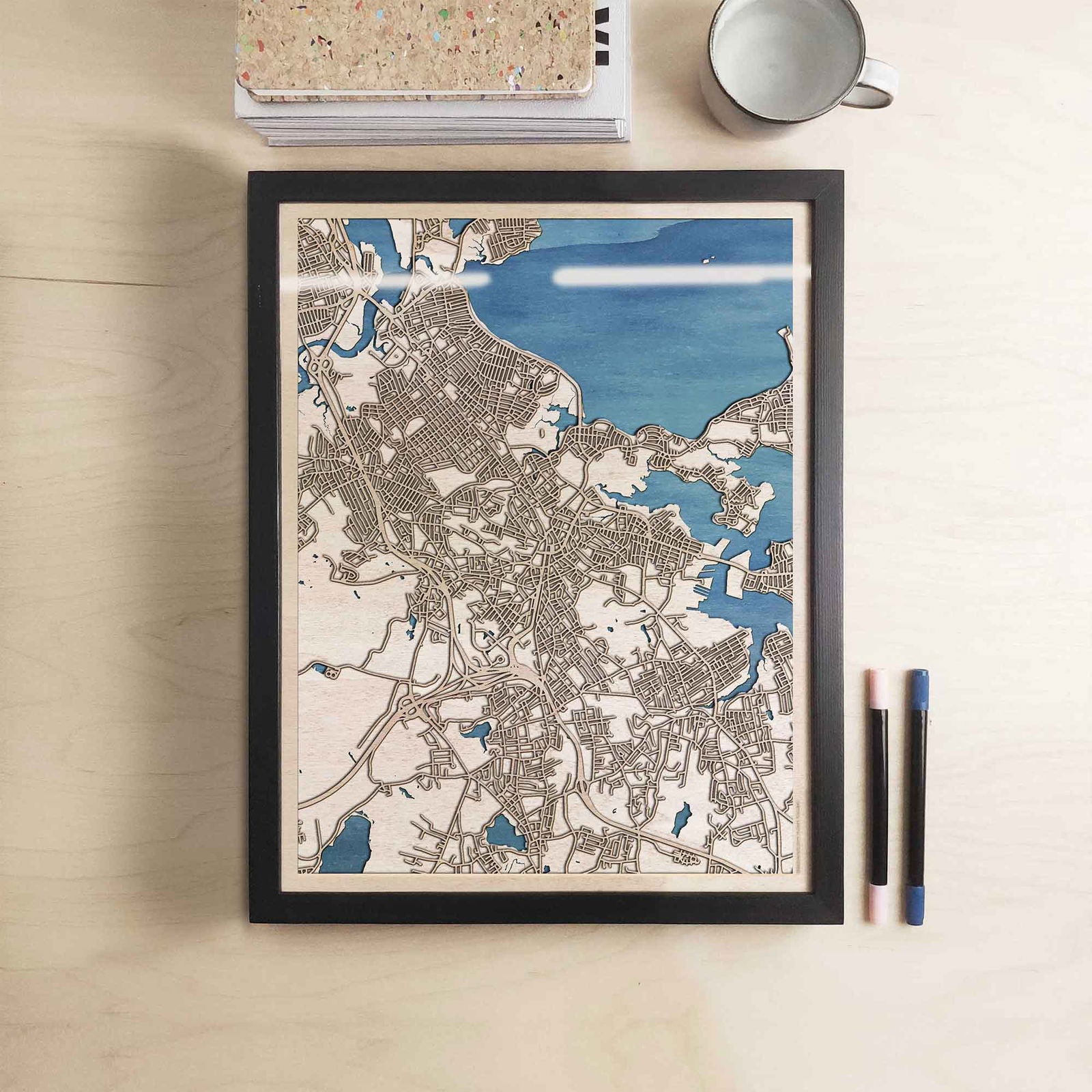 Quincy Wooden Map by CityWood - Custom Wood Map Art - Unique Laser Cut Engraved - Anniversary Gift