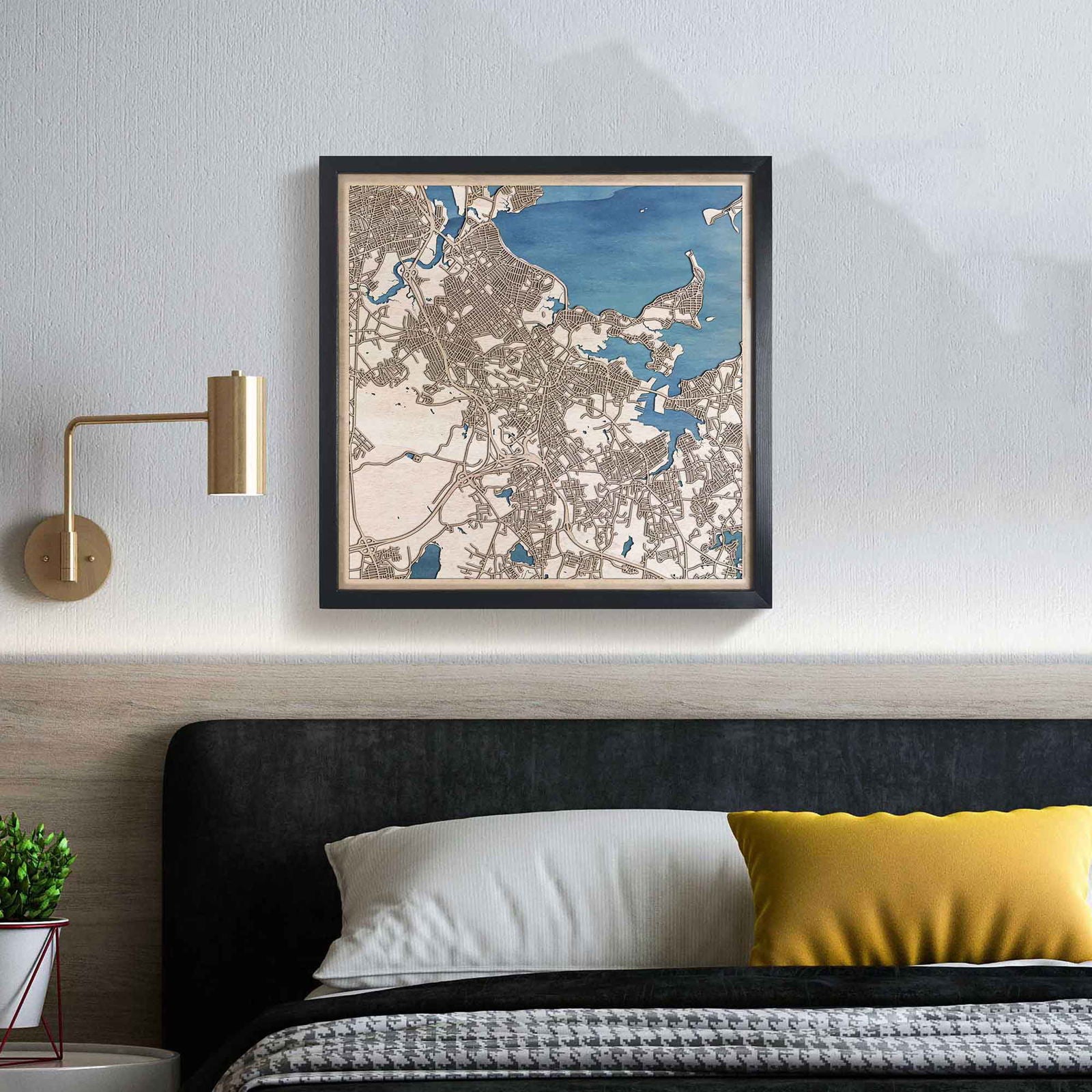 Quincy Wooden Map by CityWood - Custom Wood Map Art - Unique Laser Cut Engraved - Anniversary Gift
