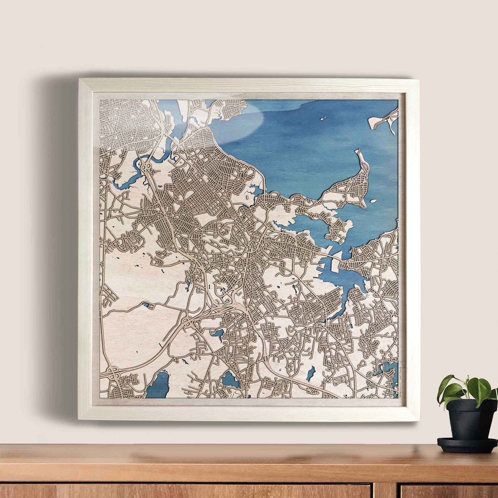 Quincy Wooden Map by CityWood - Custom Wood Map Art - Unique Laser Cut Engraved - Anniversary Gift