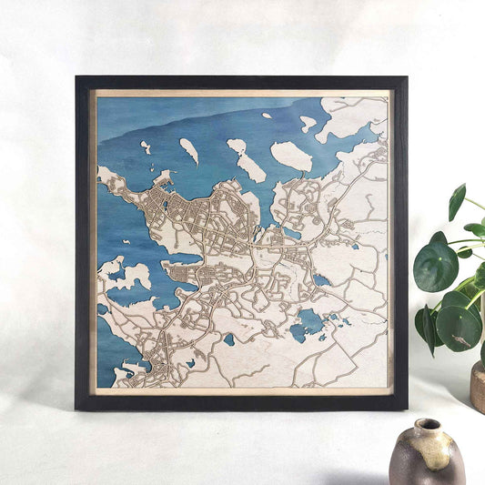 Reykjavik Wooden Map by CityWood - Custom Wood Map Art - Unique Laser Cut Engraved - Anniversary Gift