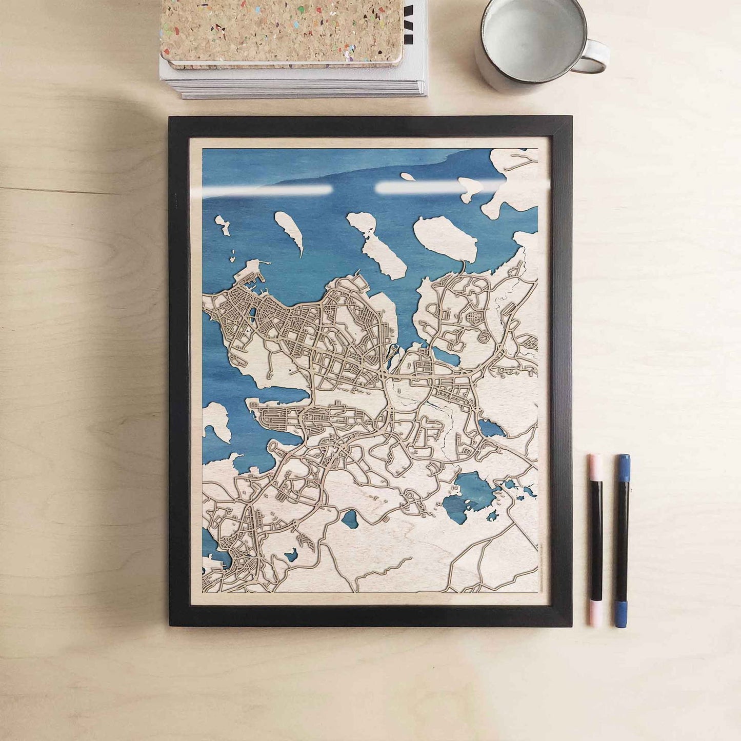 Reykjavik Wooden Map by CityWood - Custom Wood Map Art - Unique Laser Cut Engraved - Anniversary Gift