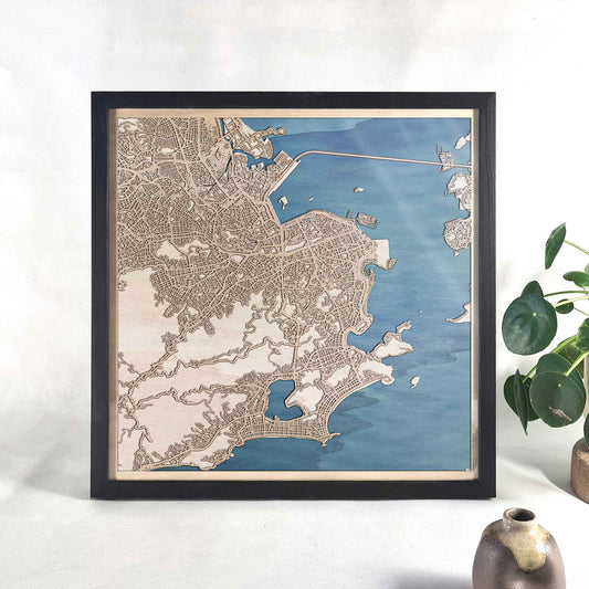 Rio de Janeiro Wooden Map by CityWood - Custom Wood Map Art - Unique Laser Cut Engraved - Anniversary Gift