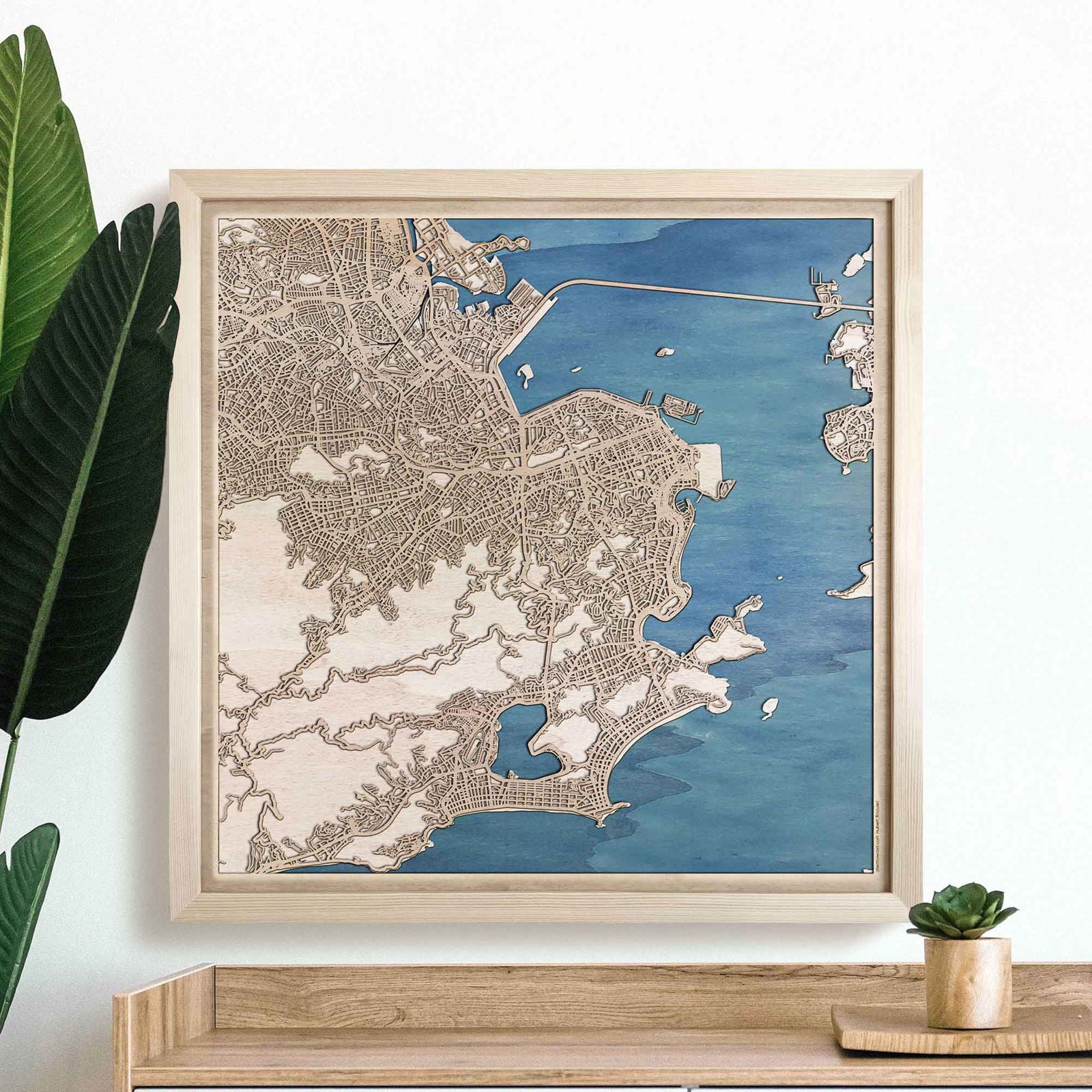 Rio de Janeiro Wooden Map by CityWood - Custom Wood Map Art - Unique Laser Cut Engraved - Anniversary Gift