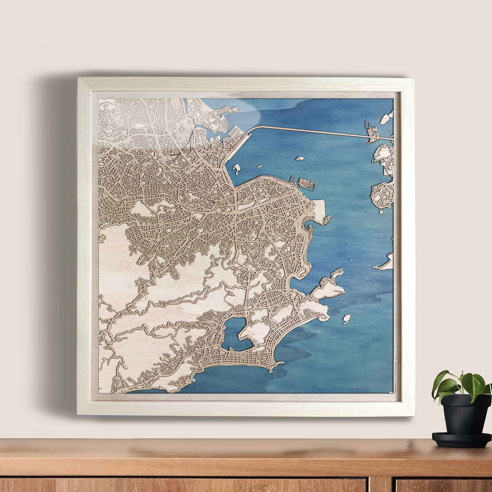 Rio de Janeiro Wooden Map by CityWood - Custom Wood Map Art - Unique Laser Cut Engraved - Anniversary Gift