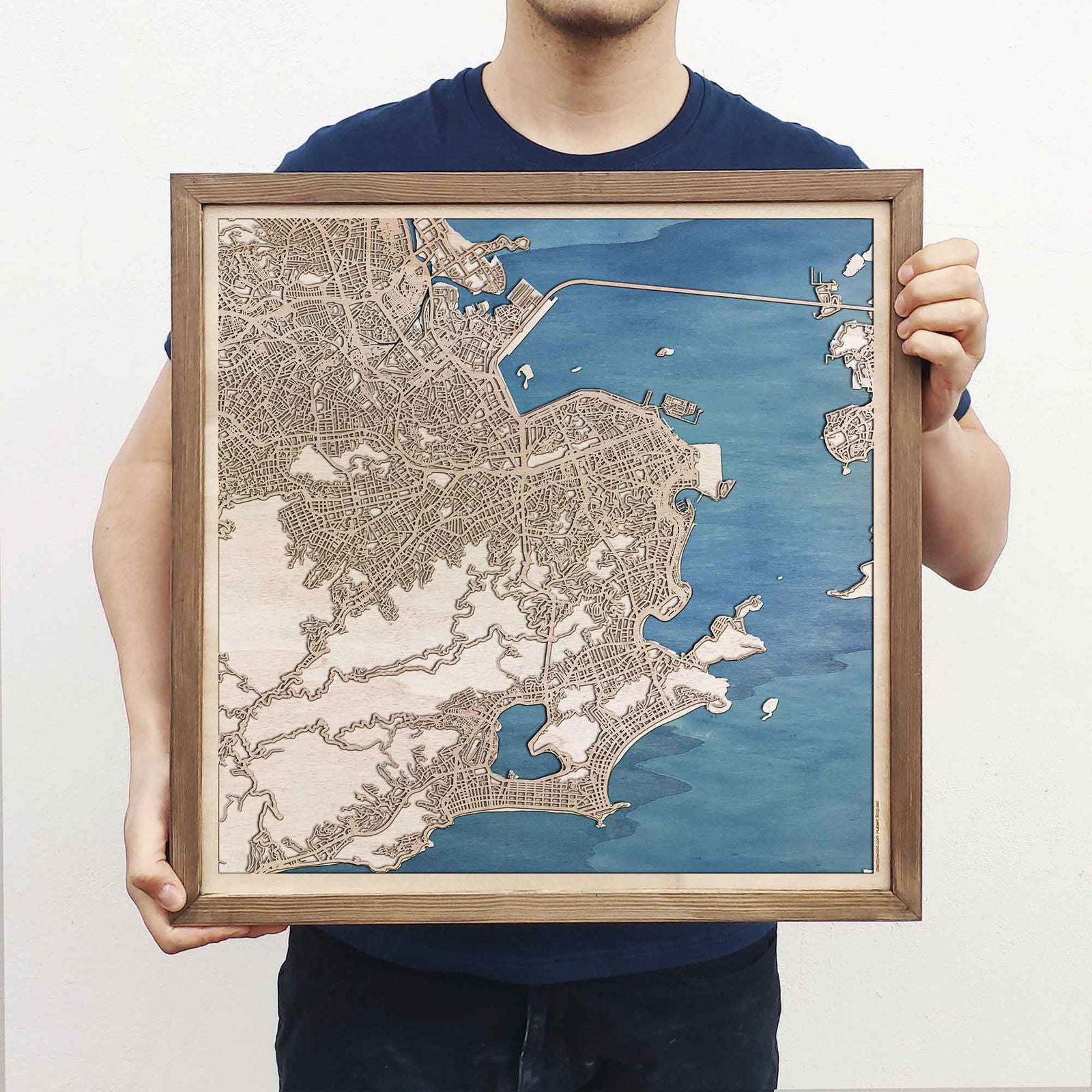 Rio de Janeiro Wooden Map by CityWood - Custom Wood Map Art - Unique Laser Cut Engraved - Anniversary Gift