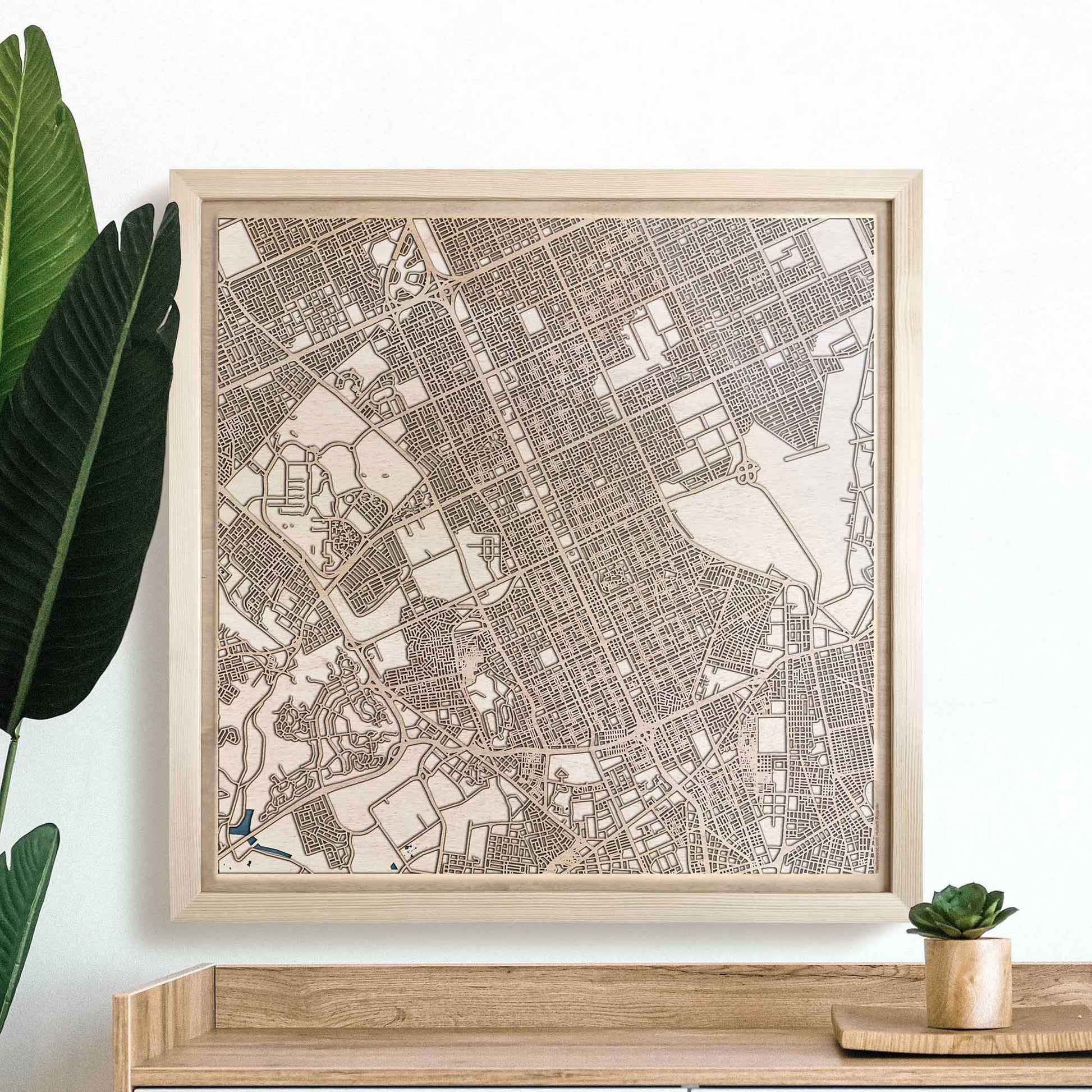 Riyadh Wooden Map by CityWood - Custom Wood Map Art - Unique Laser Cut Engraved - Anniversary Gift