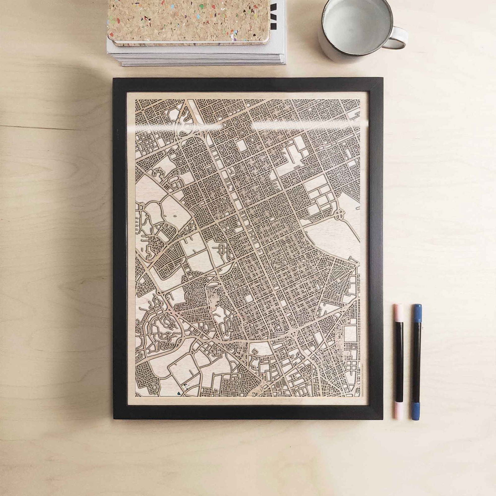 Riyadh Wooden Map by CityWood - Custom Wood Map Art - Unique Laser Cut Engraved - Anniversary Gift