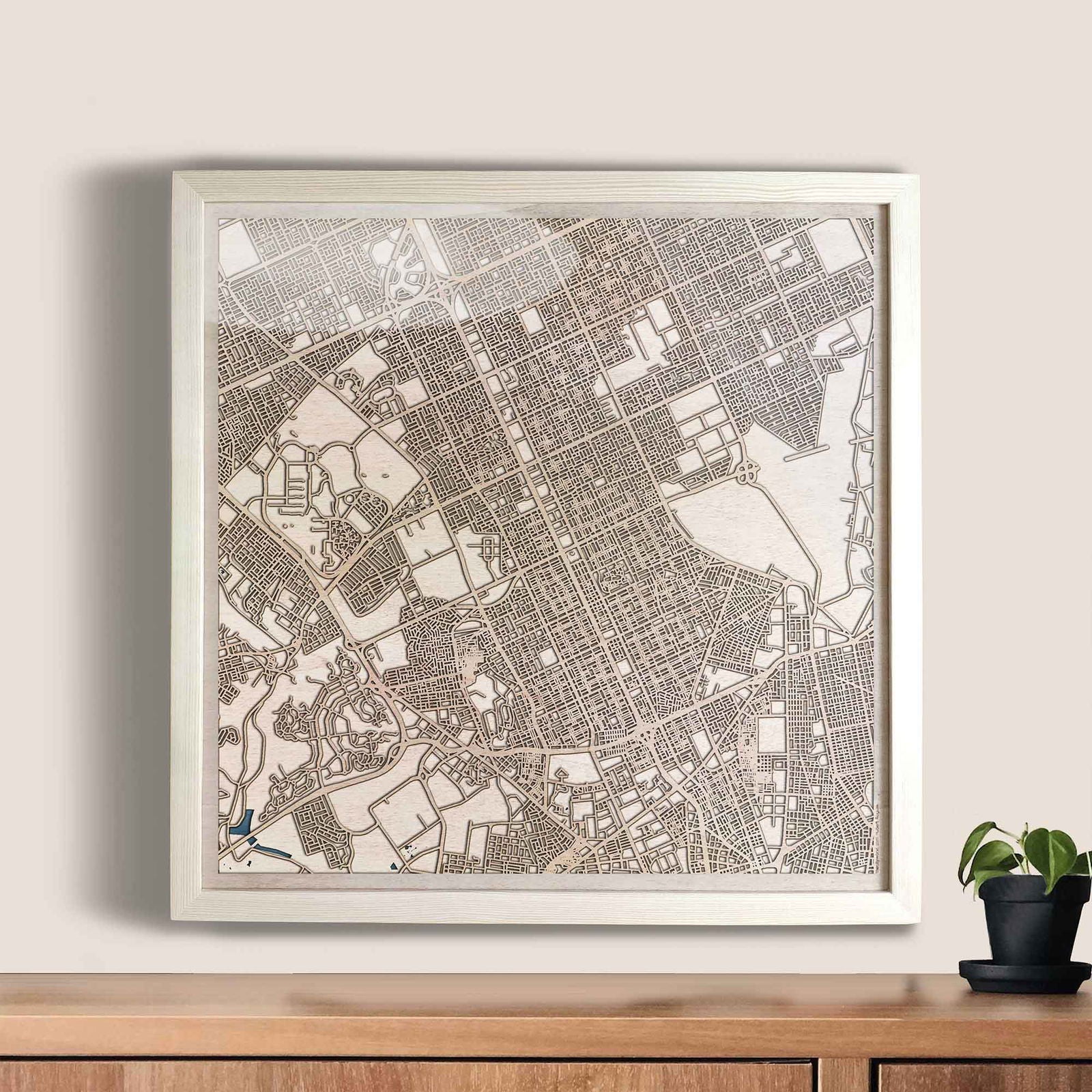 Riyadh Wooden Map by CityWood - Custom Wood Map Art - Unique Laser Cut Engraved - Anniversary Gift