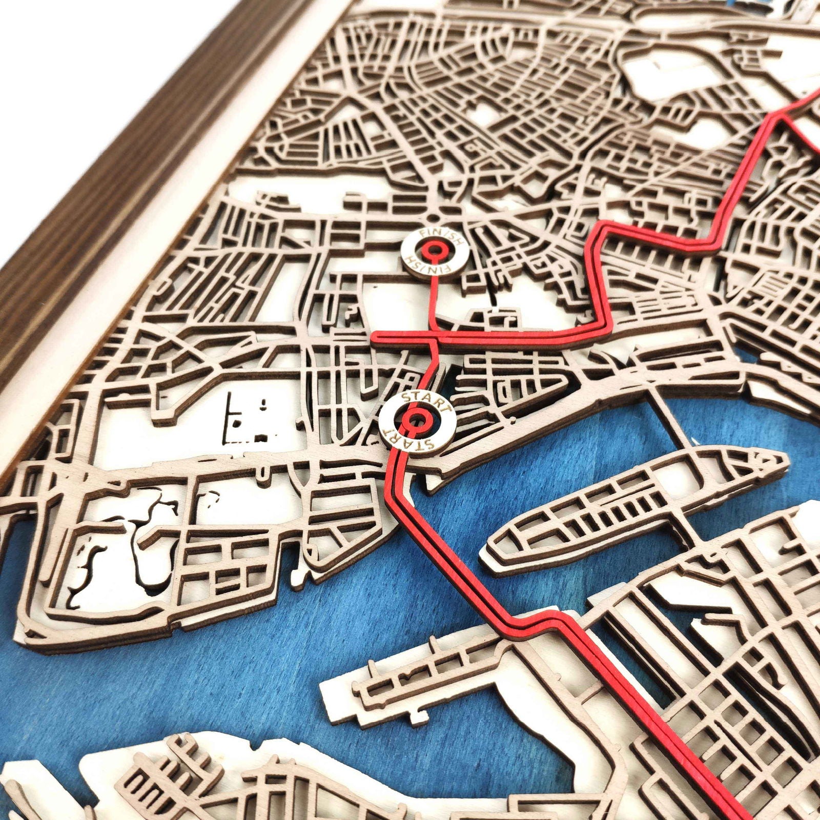 Rotterdam Marathon Commemorative Wooden Route Map – Collector's Item by CityWood - Custom Wood Map Art - Unique Laser Cut Engraved - Anniversary Gift