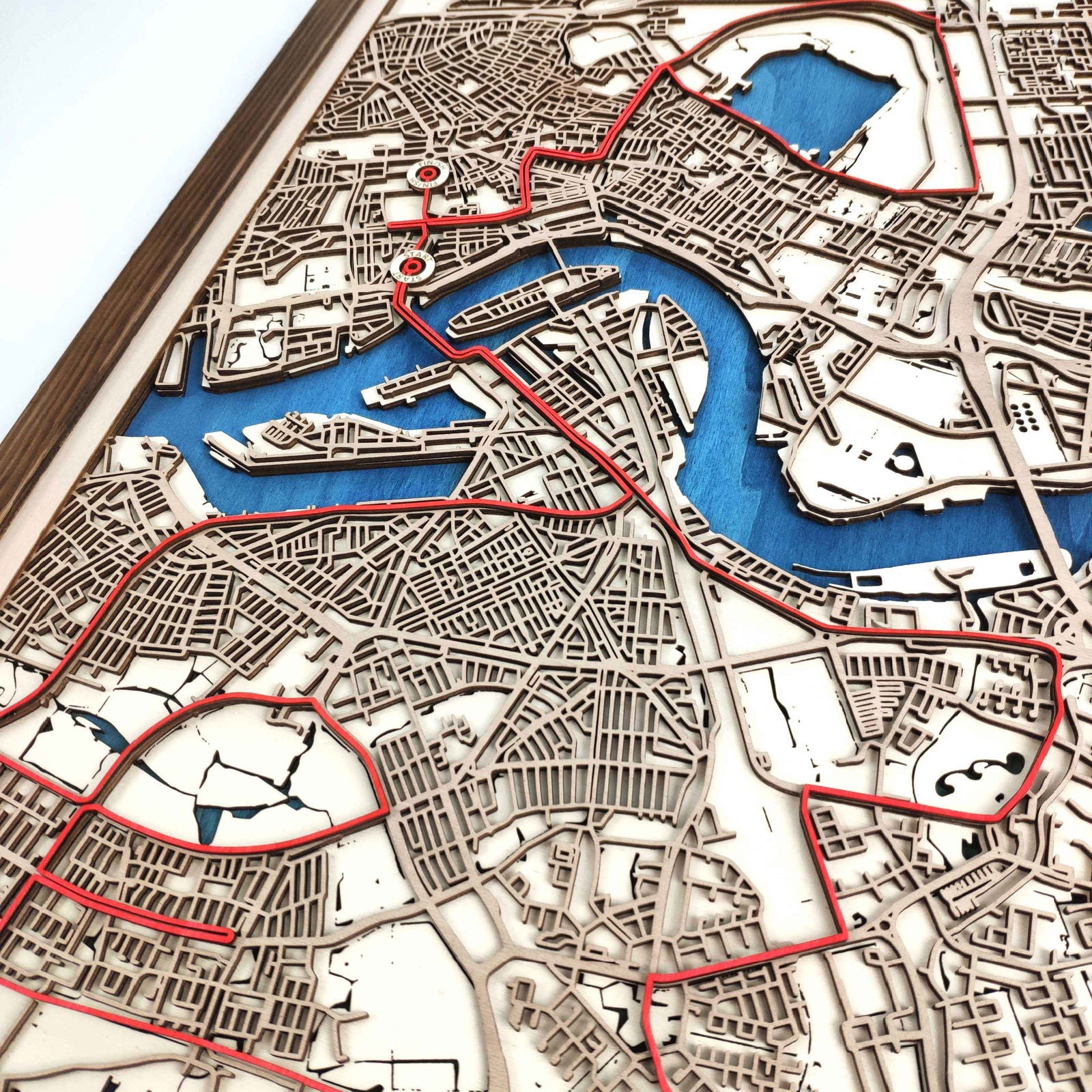 Rotterdam Marathon Commemorative Wooden Route Map – Collector's Item by CityWood - Custom Wood Map Art - Unique Laser Cut Engraved - Anniversary Gift