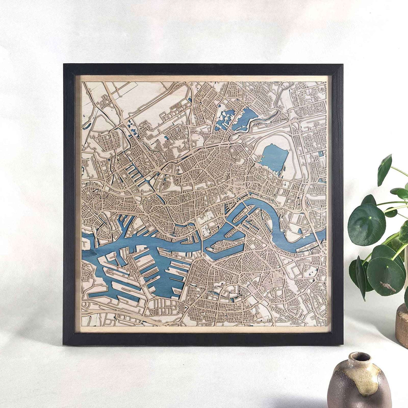 Rotterdam Wooden Map by CityWood - Custom Wood Map Art - Unique Laser Cut Engraved - Anniversary Gift