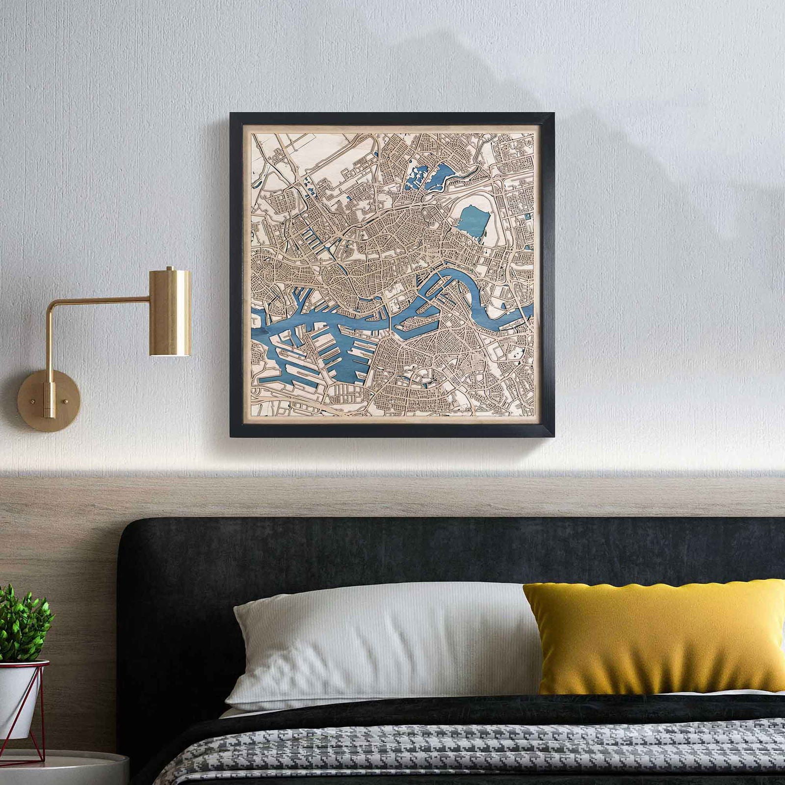 Rotterdam Wooden Map by CityWood - Custom Wood Map Art - Unique Laser Cut Engraved - Anniversary Gift