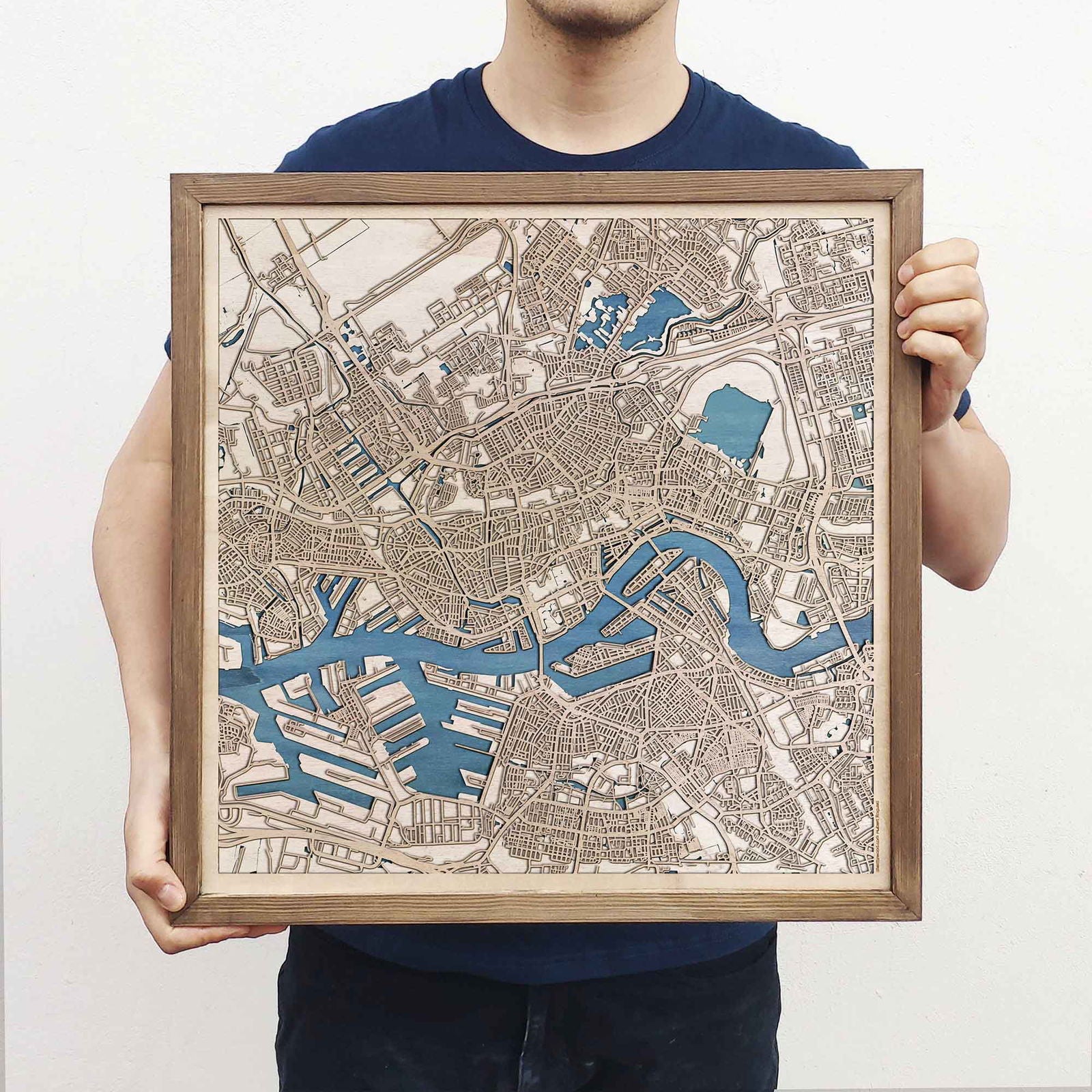 Rotterdam Wooden Map by CityWood - Custom Wood Map Art - Unique Laser Cut Engraved - Anniversary Gift