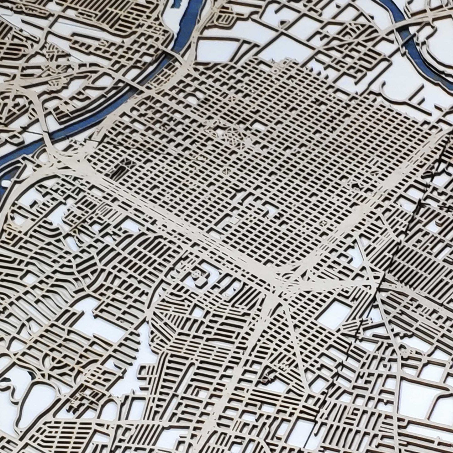 Sacramento - Laser-Cut Wooden Panel Map Wall Art
