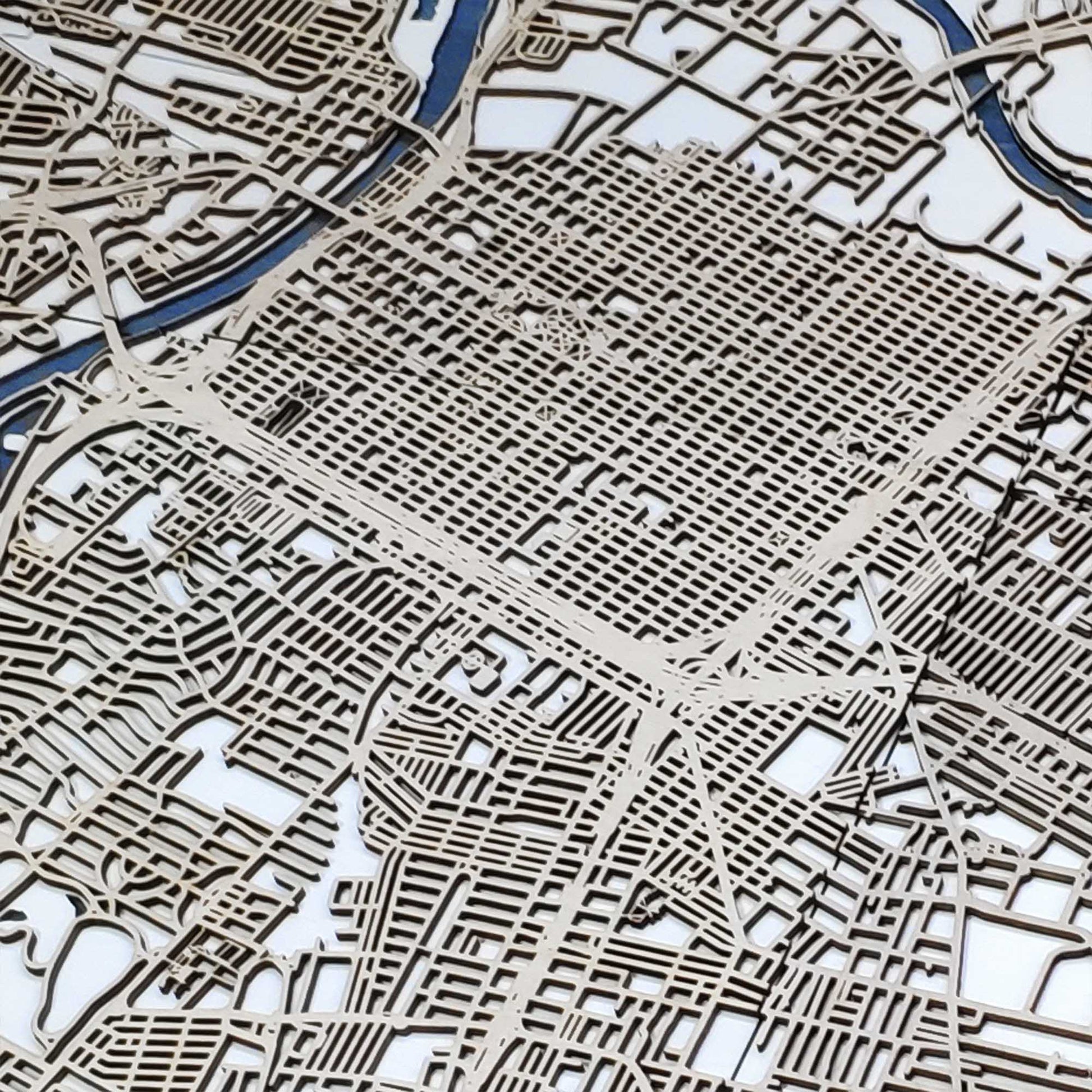 Sacramento - Laser-Cut Wooden Panel Map Wall Art