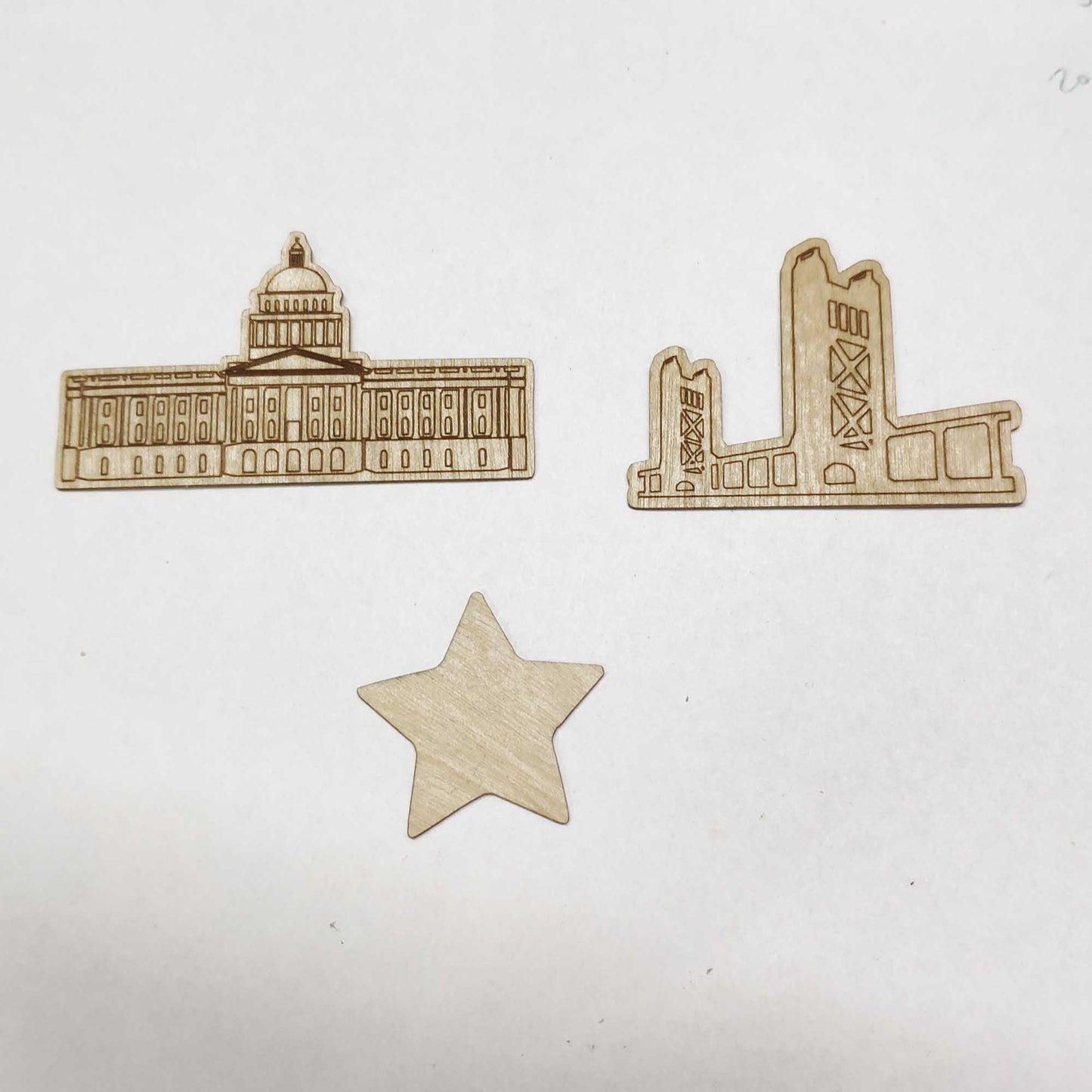 Sacramento - Laser-Cut Wooden Panel Map Wall Art