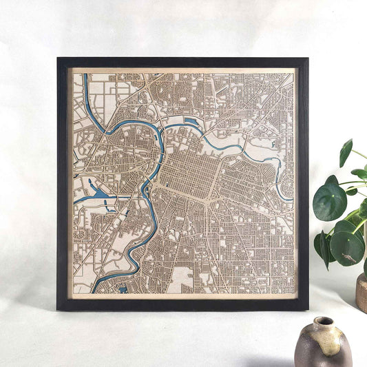 Sacramento Wooden Map by CityWood - Custom Wood Map Art - Unique Laser Cut Engraved - Anniversary Gift