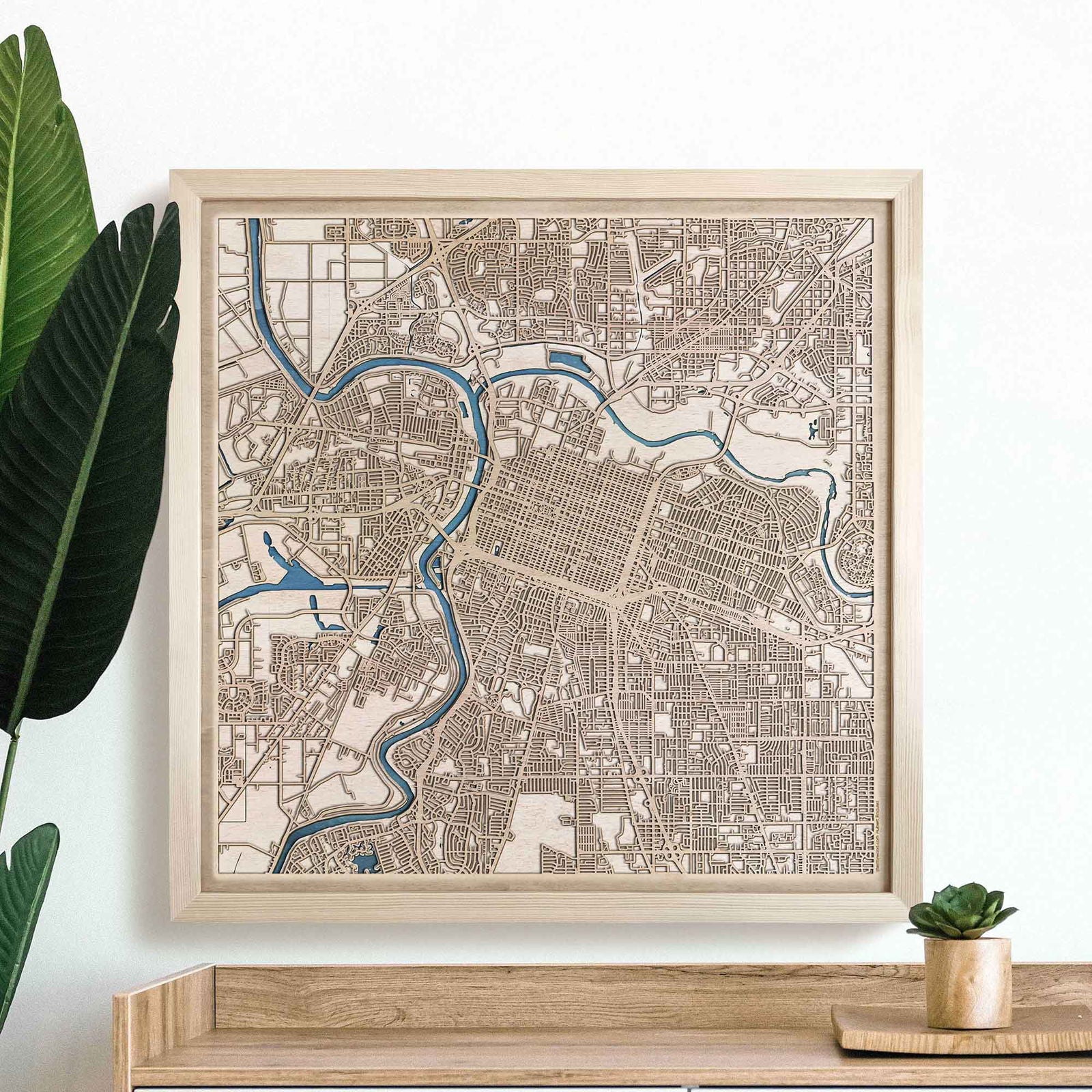 Sacramento Wooden Map by CityWood - Custom Wood Map Art - Unique Laser Cut Engraved - Anniversary Gift